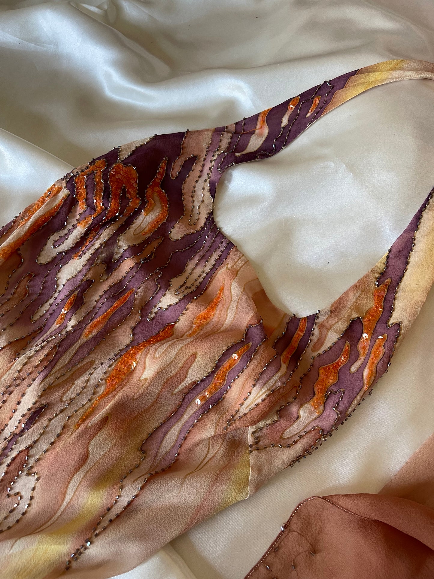 Spectacular Brown Beaded Silk Dress