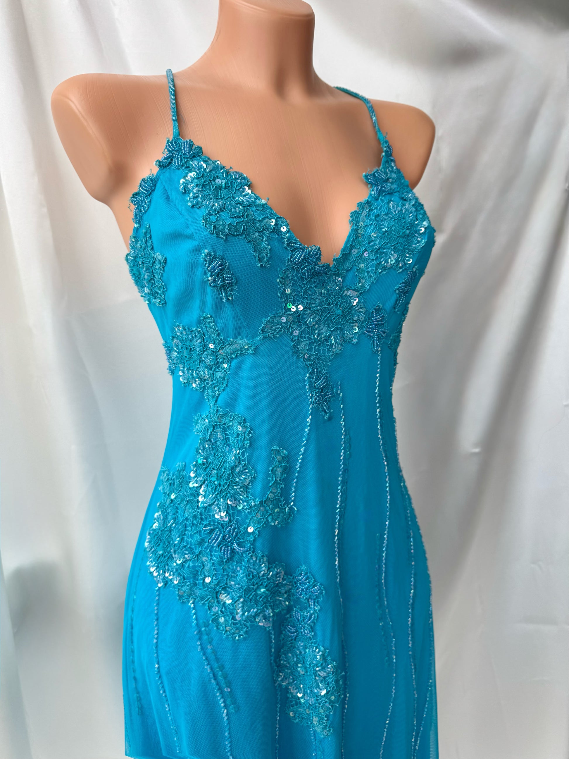 Spectacular Blue Vintage Beaded Dress Vintage Dresses Spectacular Blue Vintage Beaded Dress Vintage Dresses
