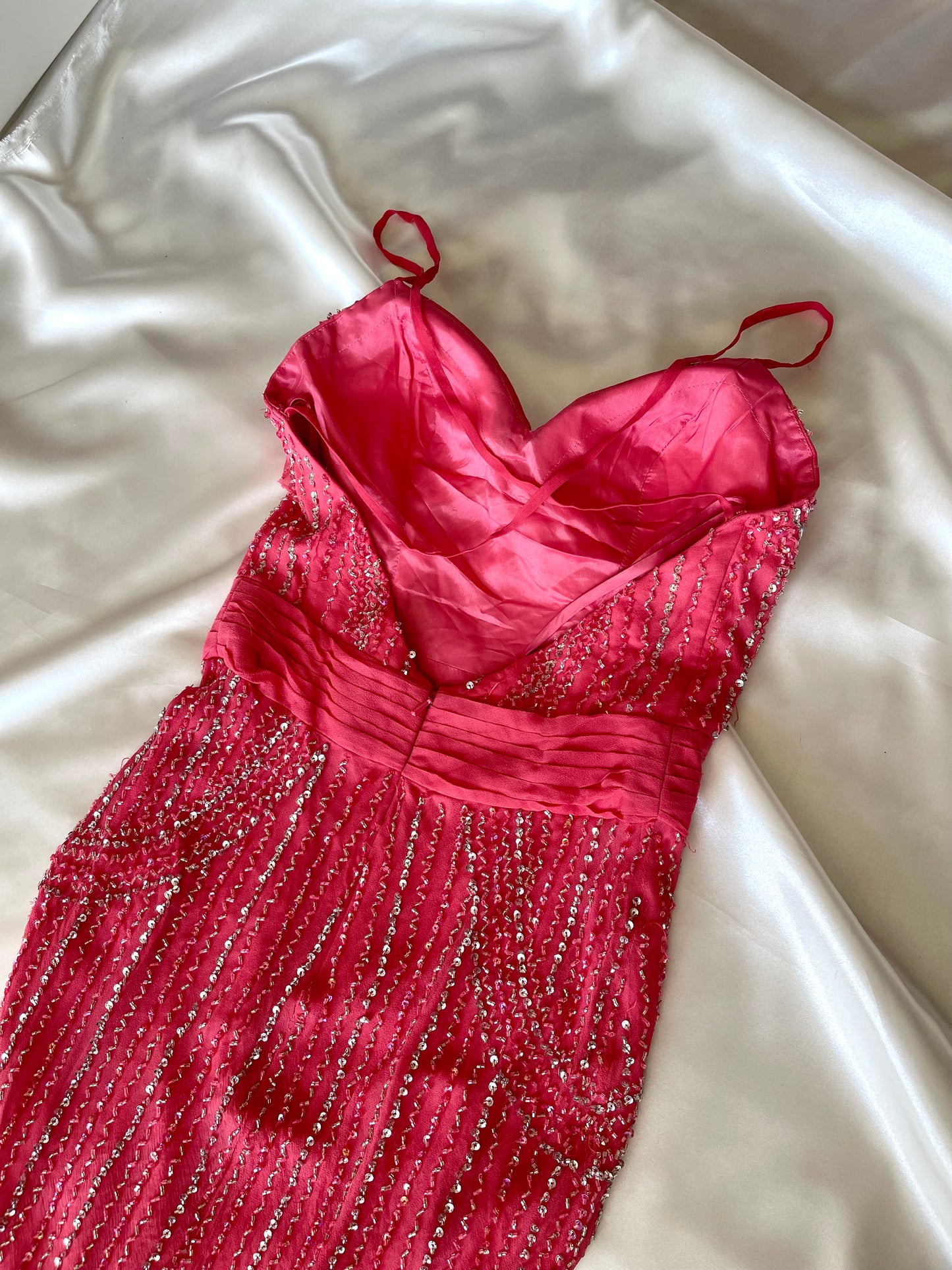 Vintage Silk Pink Mermaid Beaded Dress