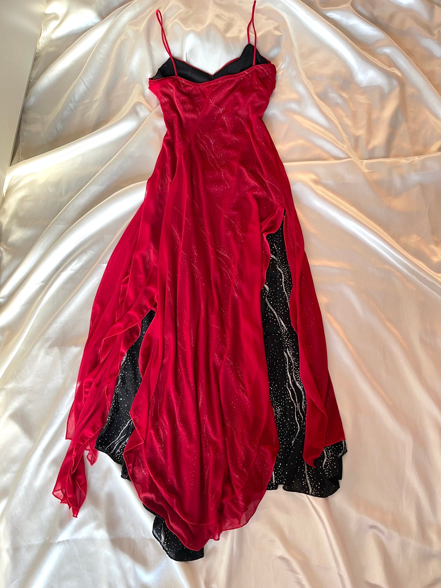 Spectacular Red & Black Sparkly Vintage Dress