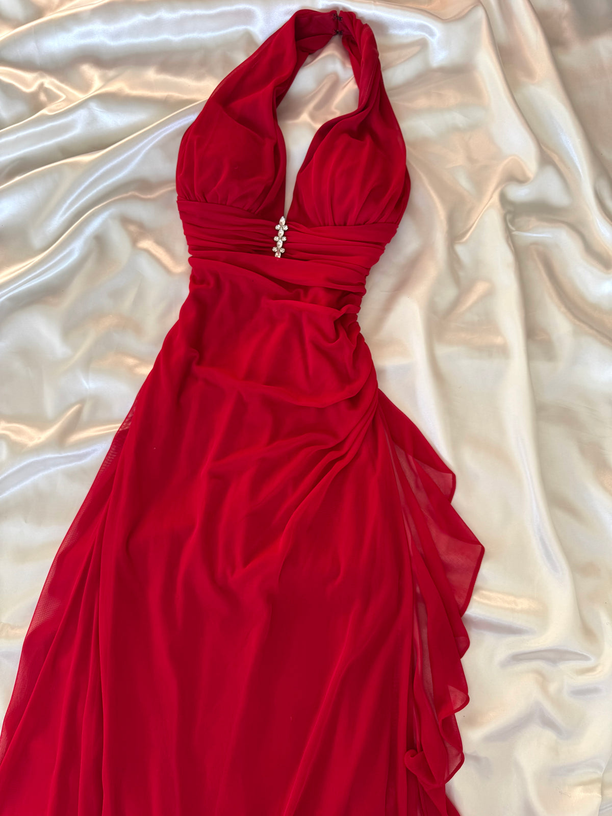 Red 00s Vintage Prom Dress