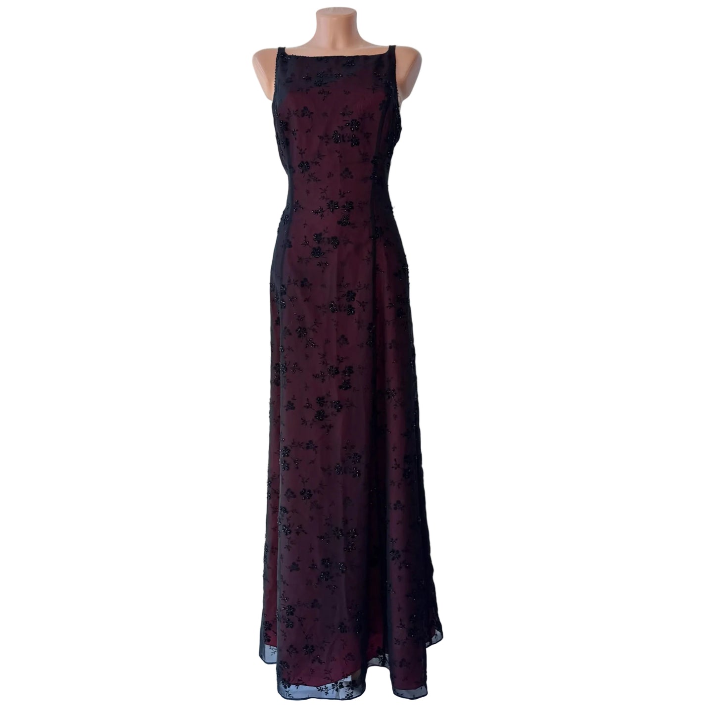 Gorgeous Red & Black Tulle Beaded Gothic Vintage Gown