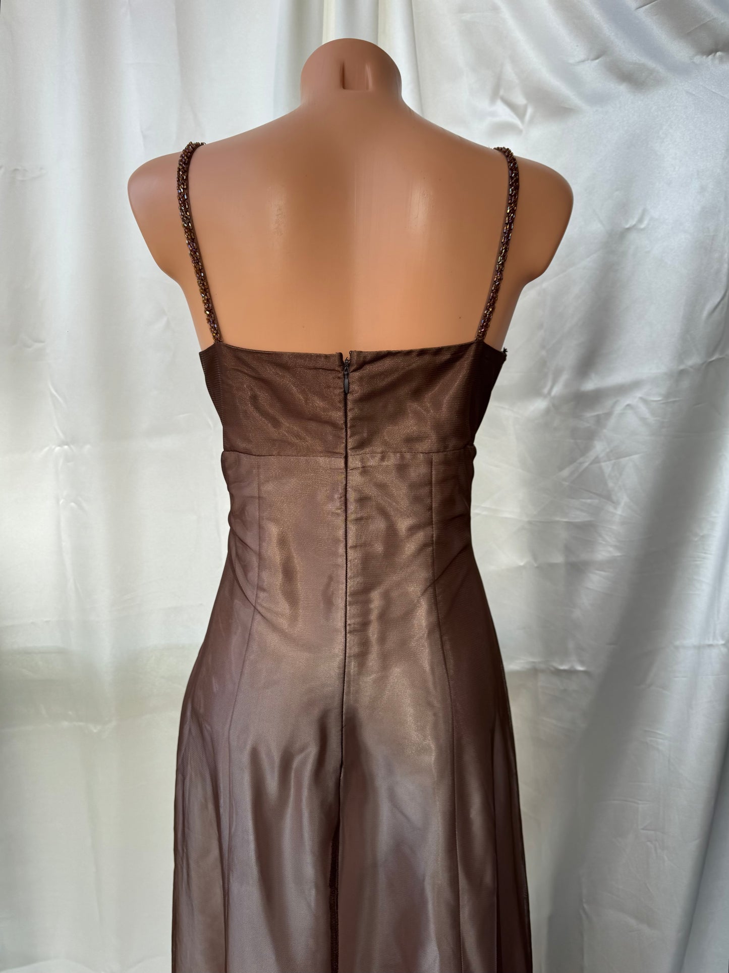 Gorgeous Brown Tulle Beaded Vintage Royal Gown