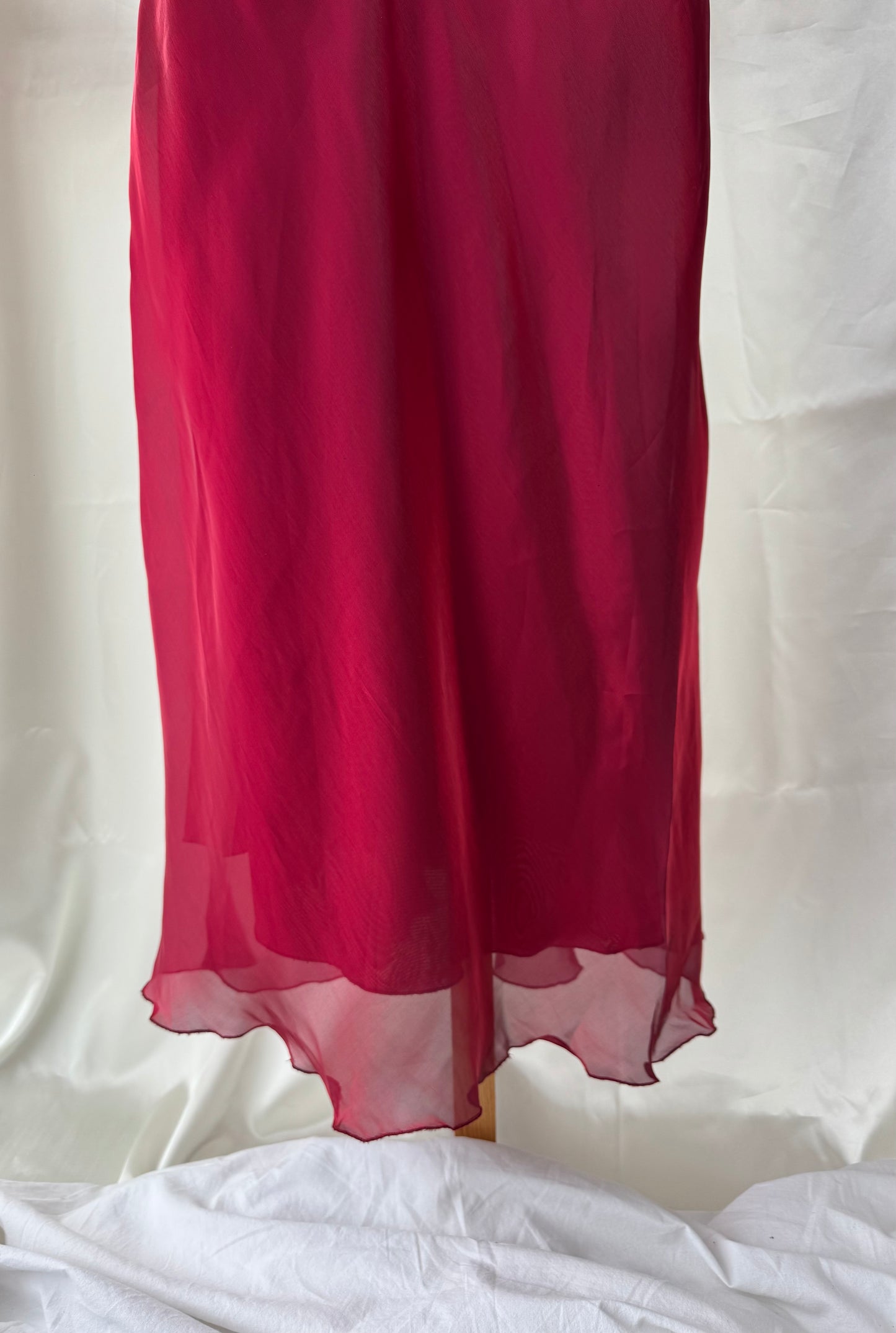 Elegant Red Satin Vintage Dress