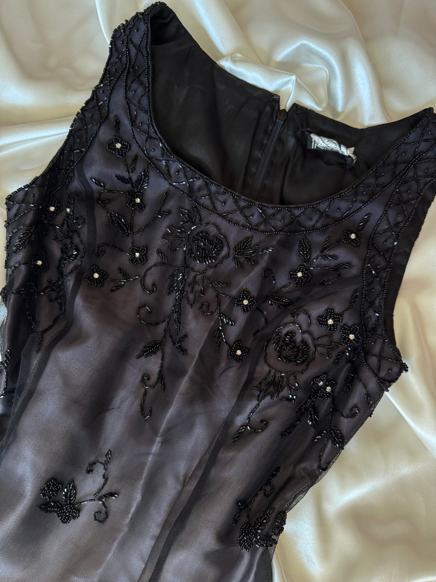Gorgeous Gray Tulle Beaded Vintage Royal Gown
