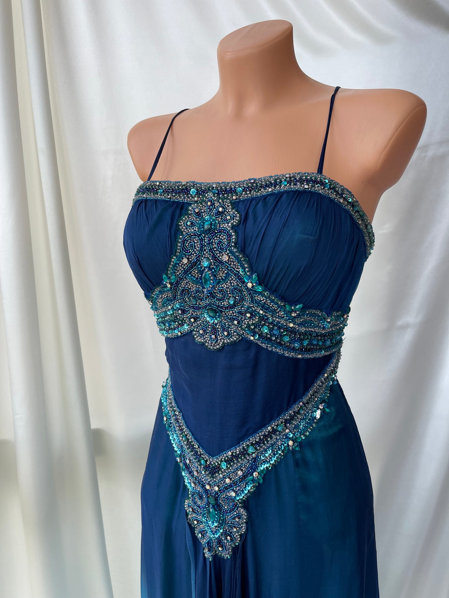 Blue Beaded Princess Jasmin Vintage Dress