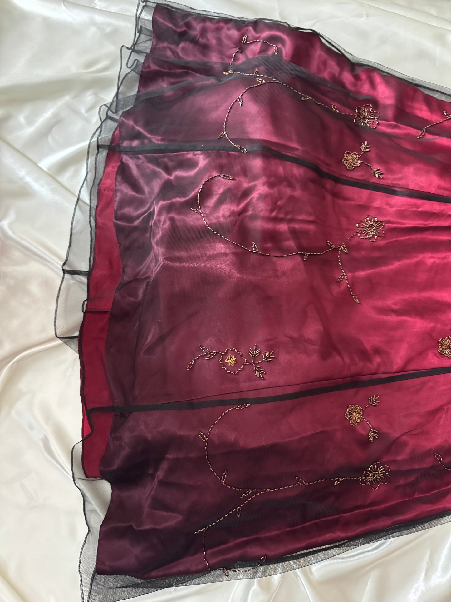 Gorgeous Red & Black Tulle Beaded Gothic Vintage Gown