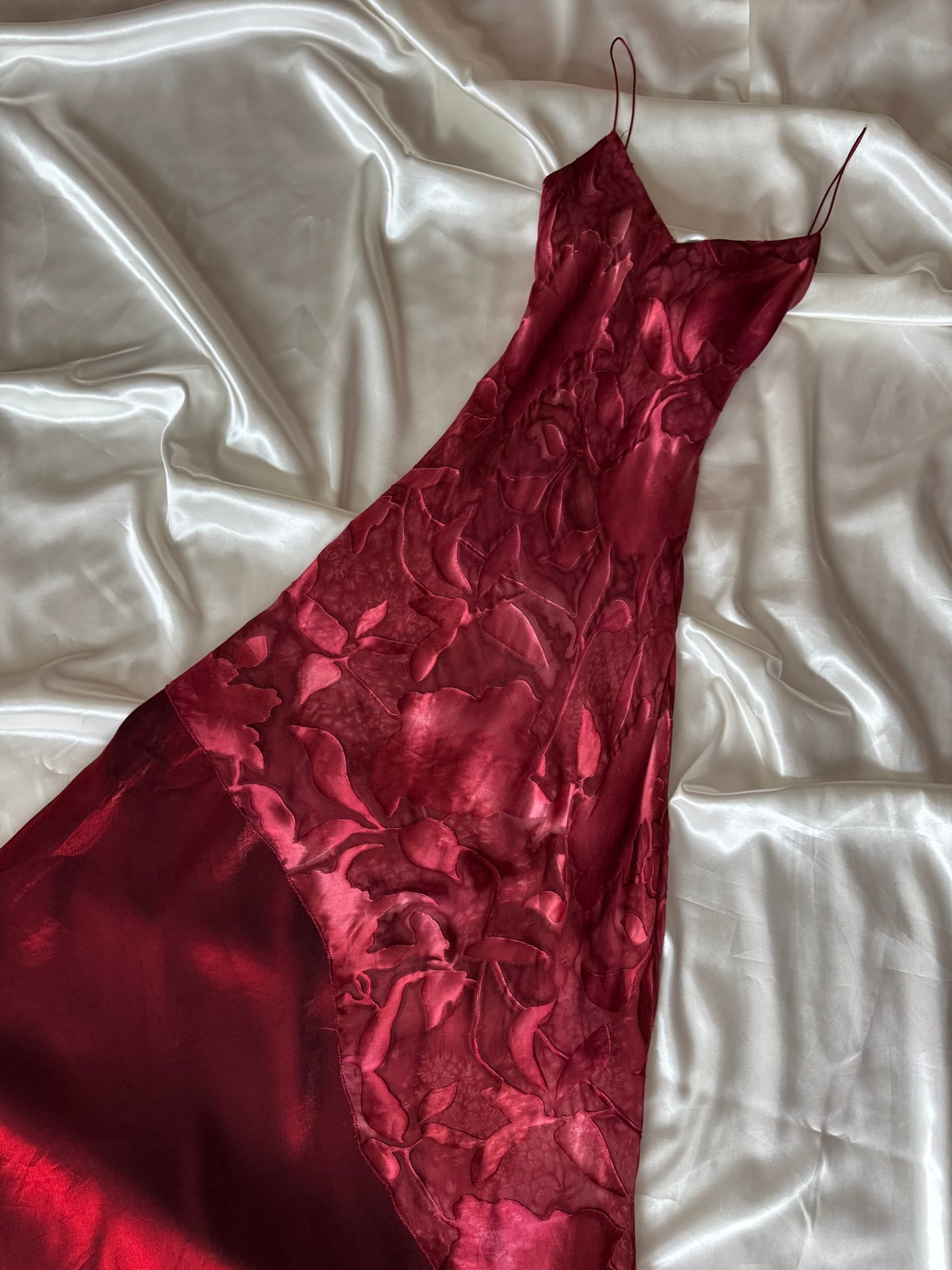 Dark Red Vampy Long Vintage Satin Gown