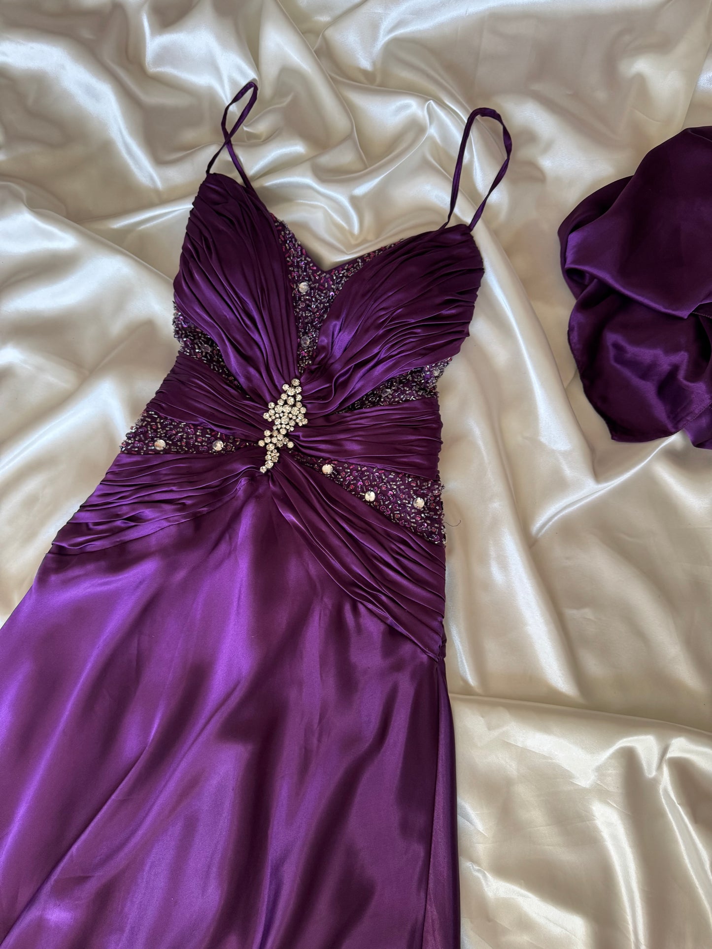 Long Purple Beaded Dress