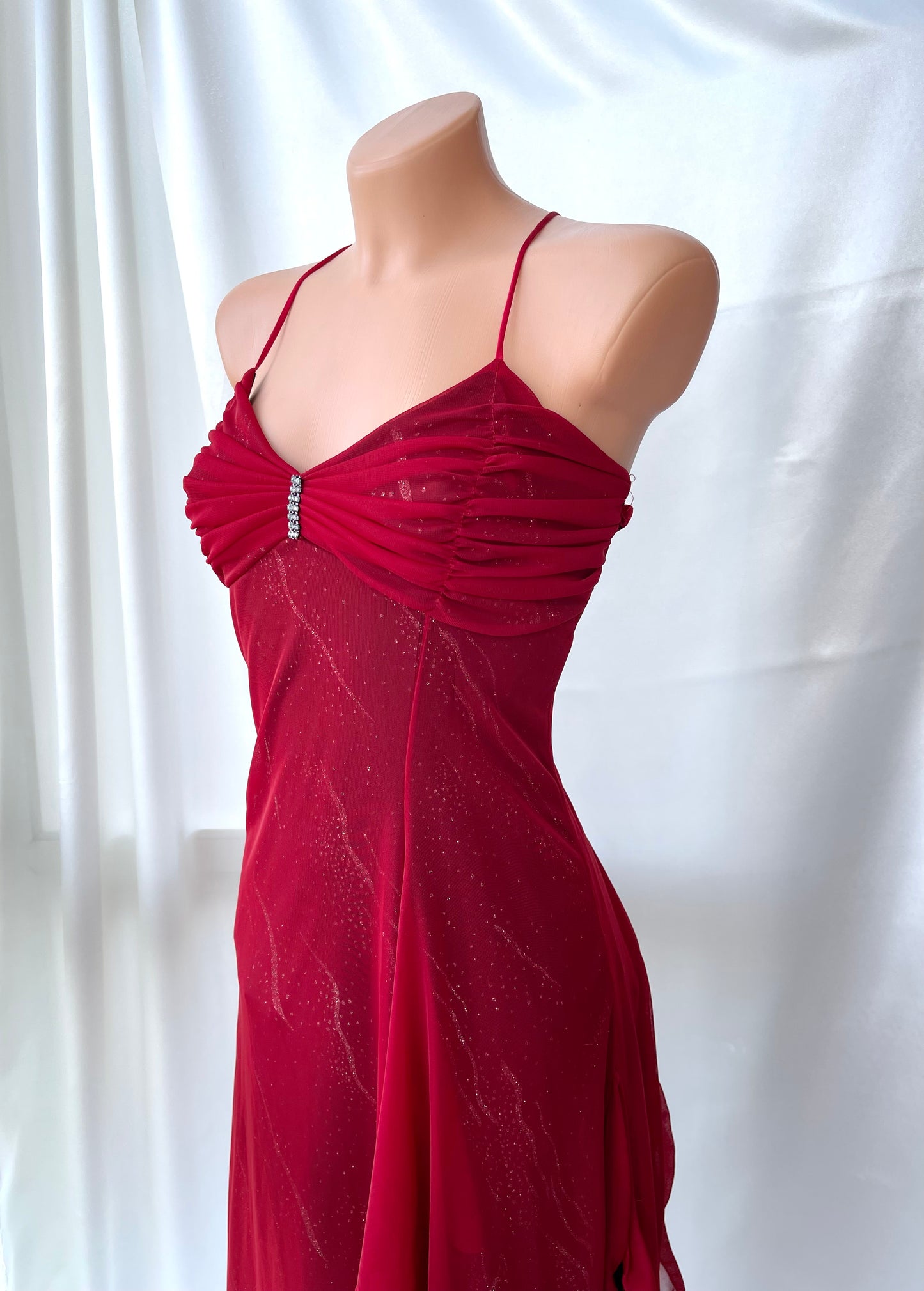 Spectacular Red & Black Sparkly Vintage Dress