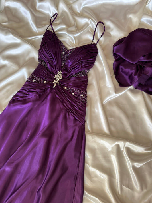 Long Purple Beaded Dress