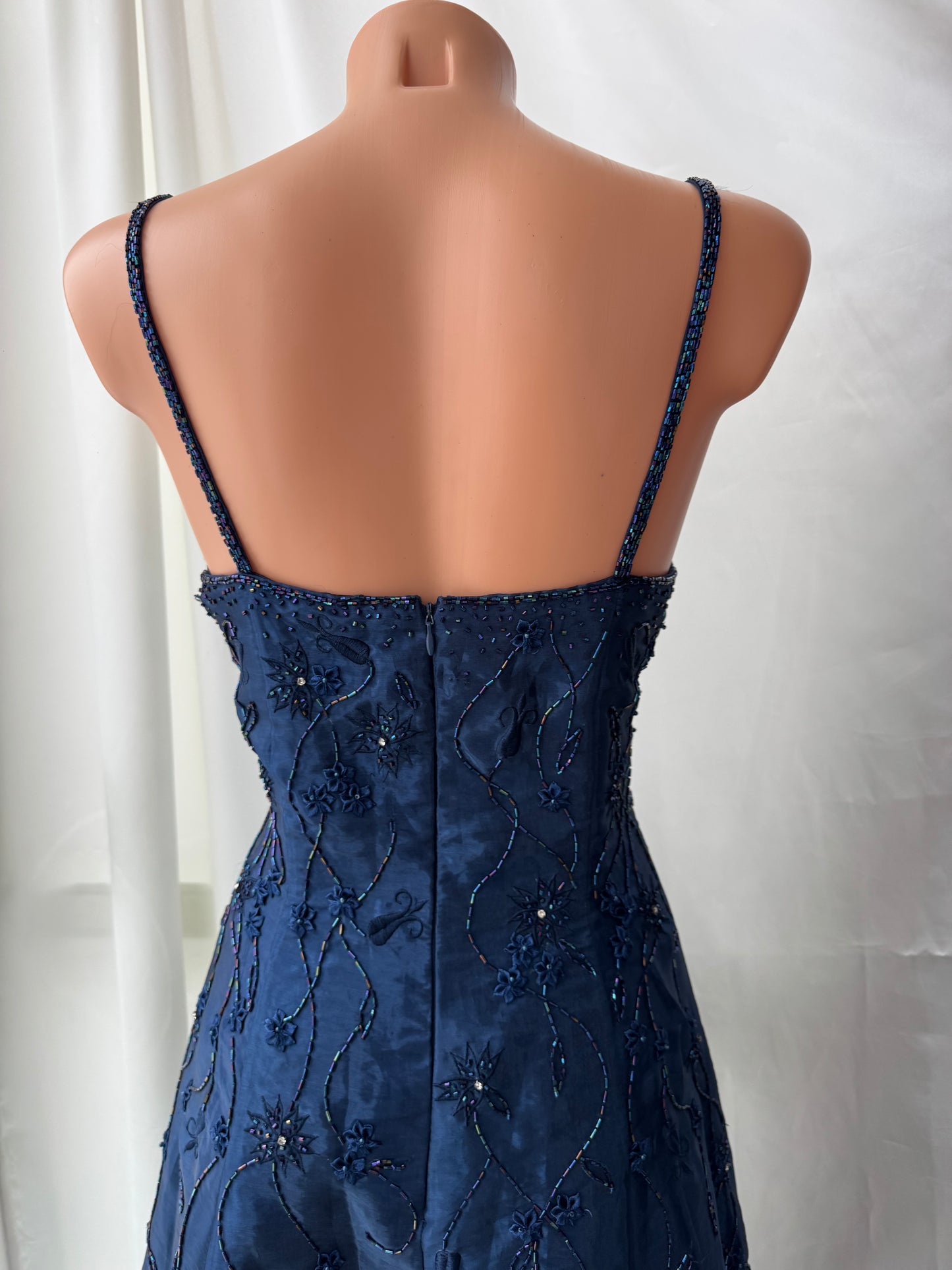 Gorgeous Blue Tulle Beaded Gothic Vintage Gown