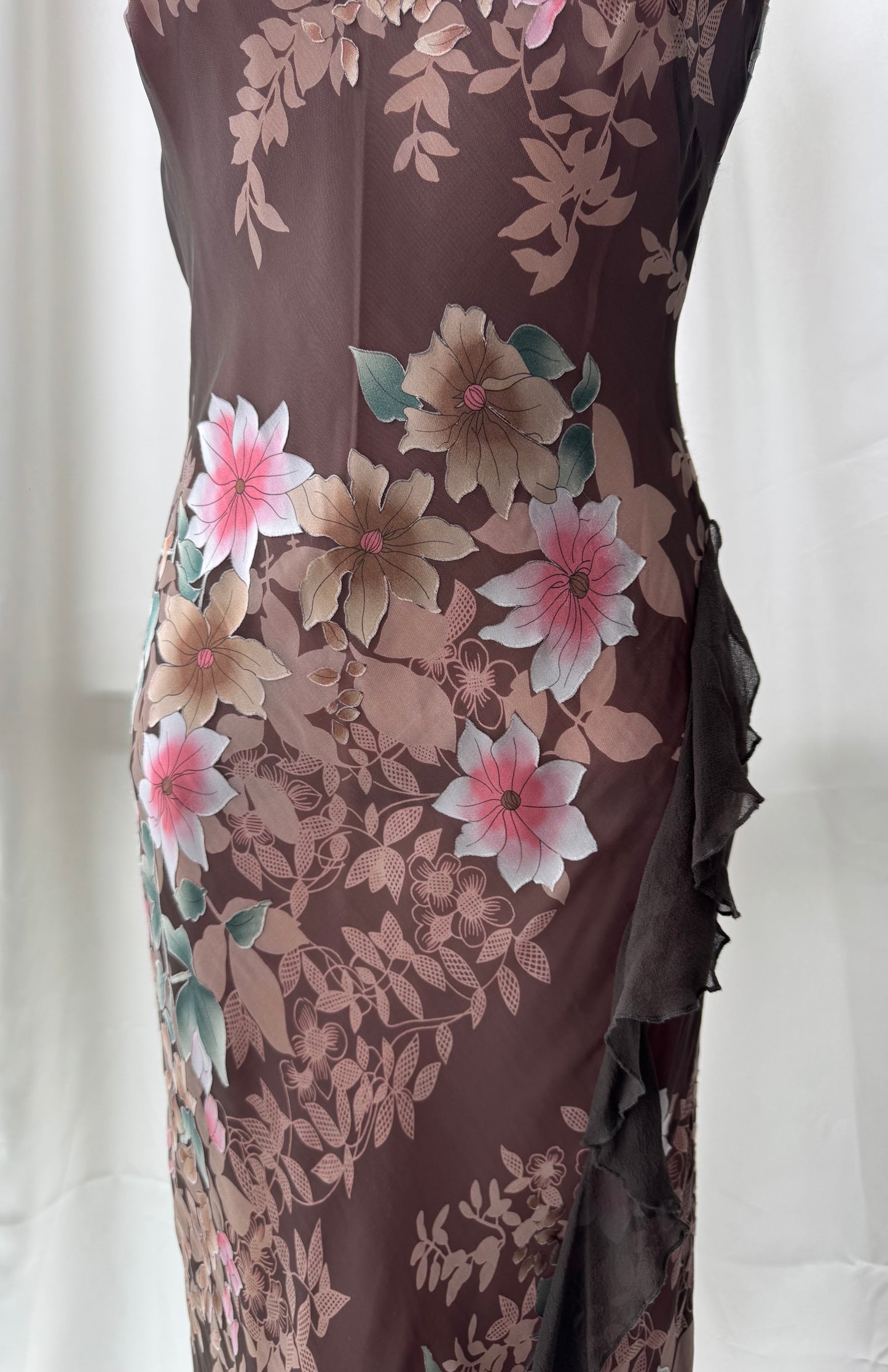 Gorgeous Brown Floral Vintage Dress