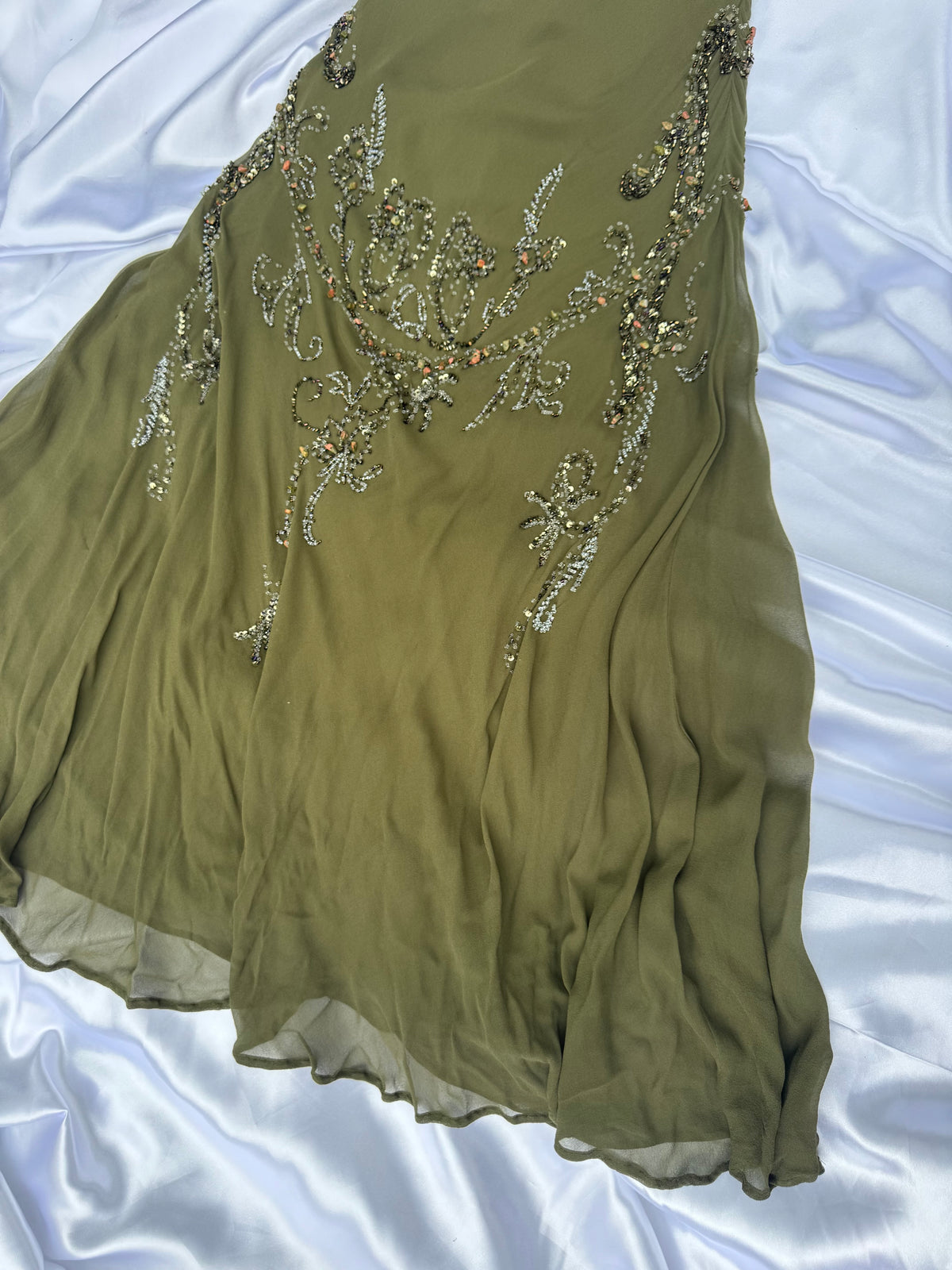 Spectacular Green Beaded Long dress