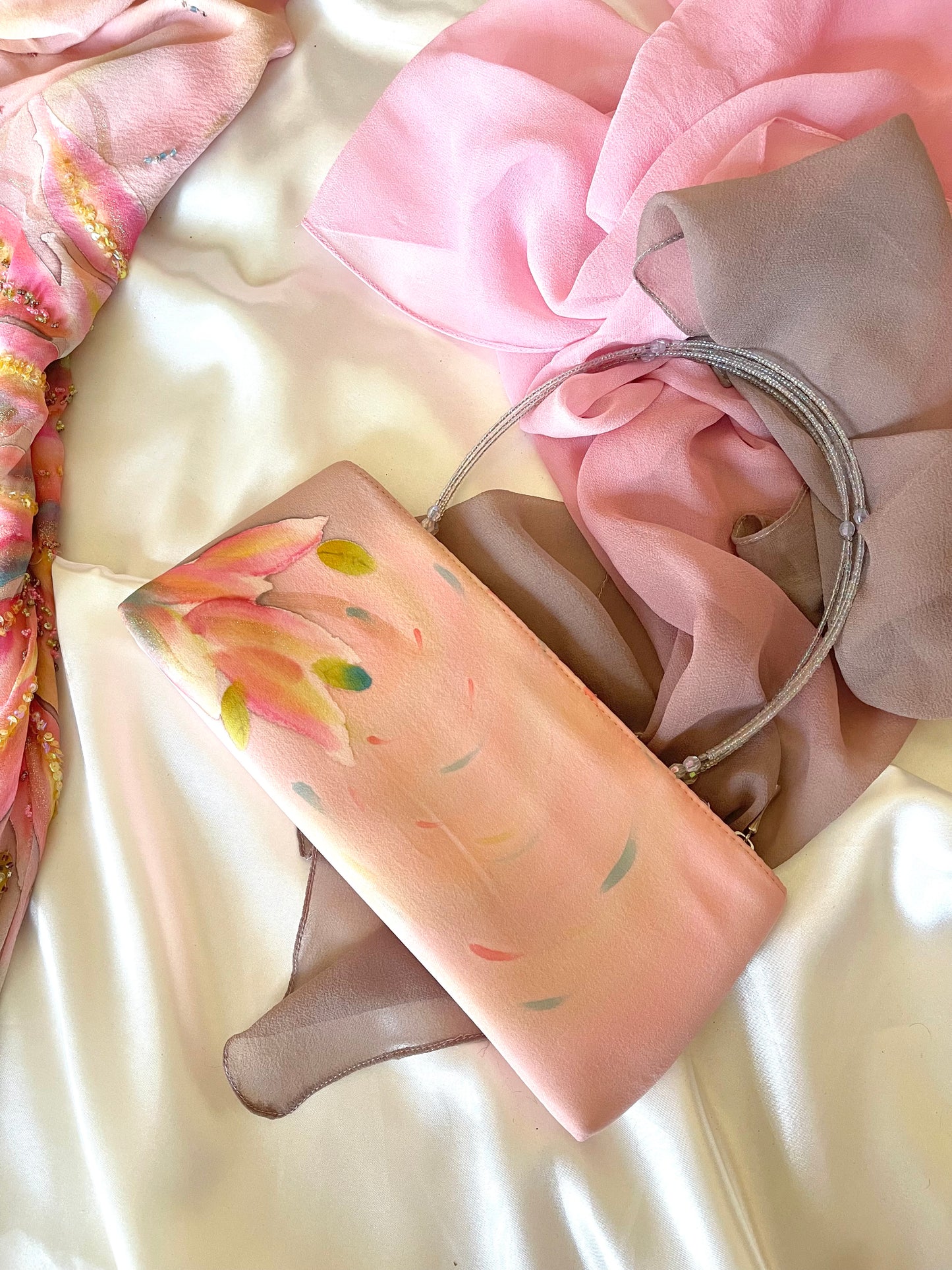 Spectacular Pink & Yellow Beaded Silk Dress