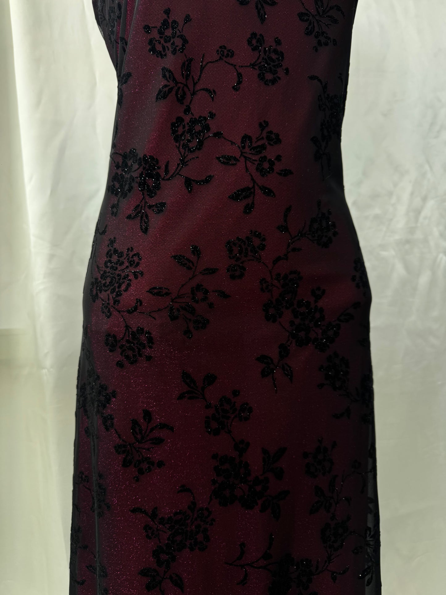 Black & Fuschia Floral Sparkly Gothic Vintage Dress
