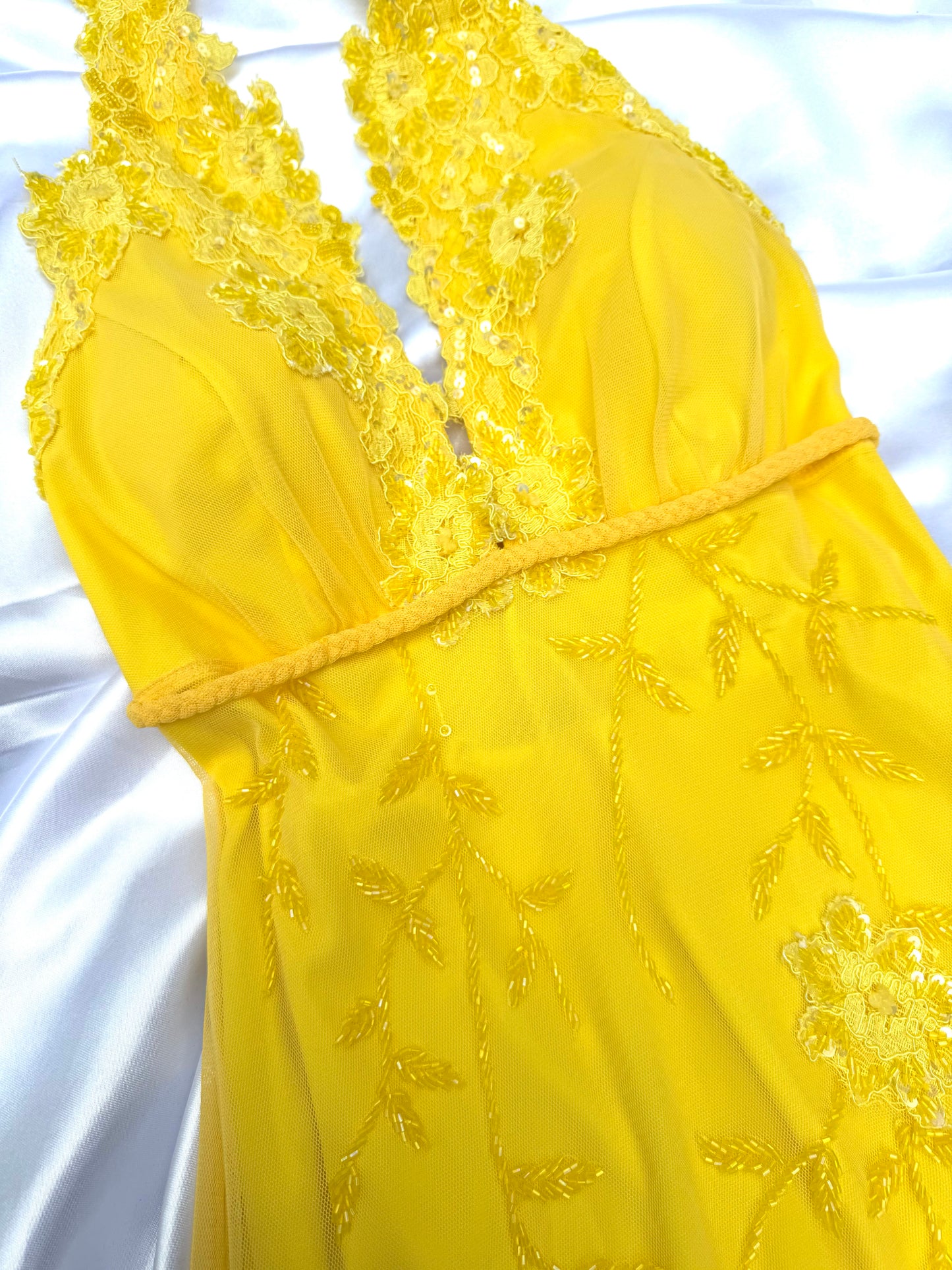 Yellow Beaded Lace Vintage Aftershock Summer Dress