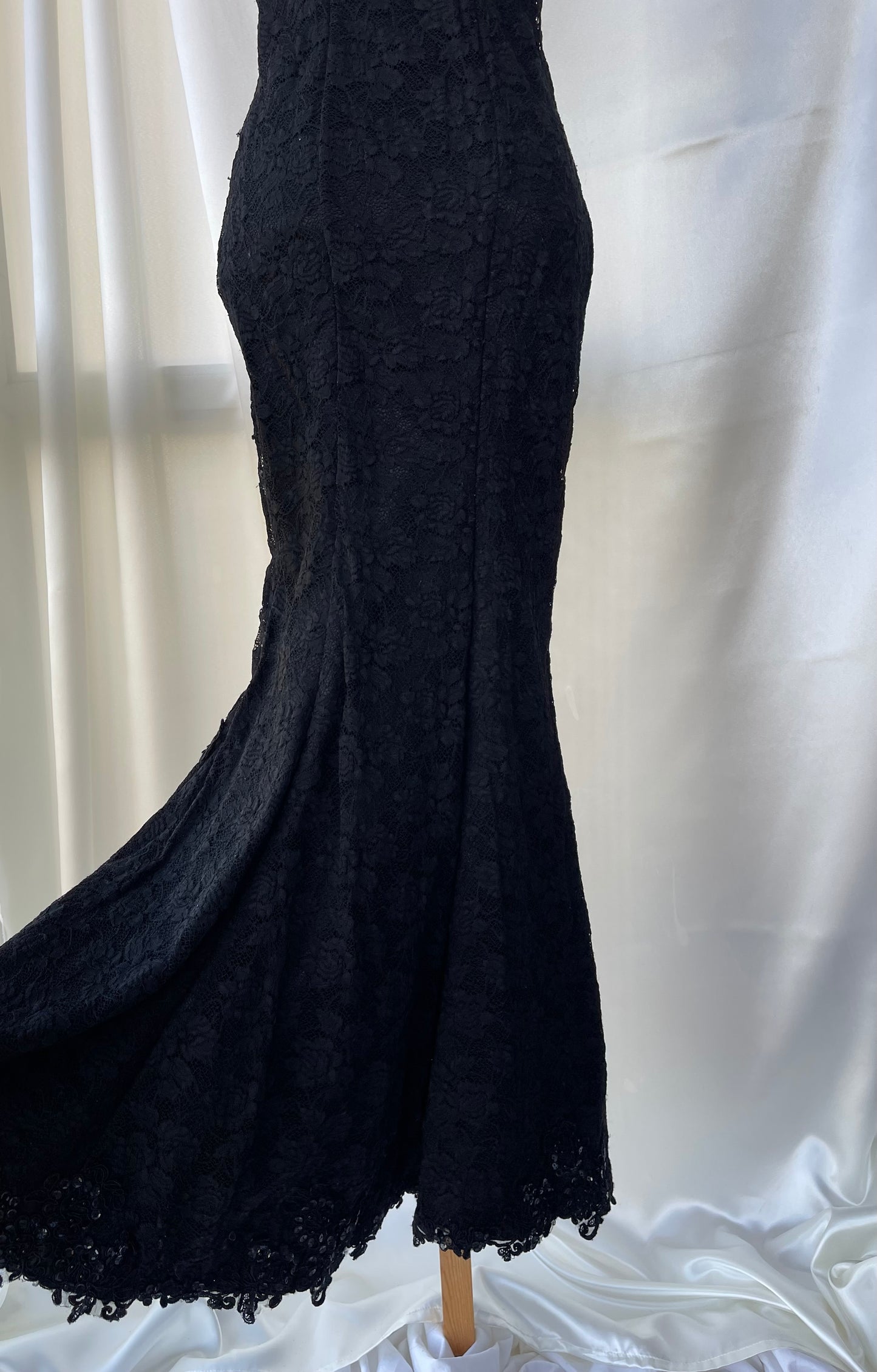 Black Vintage Gown with Lace Detailing