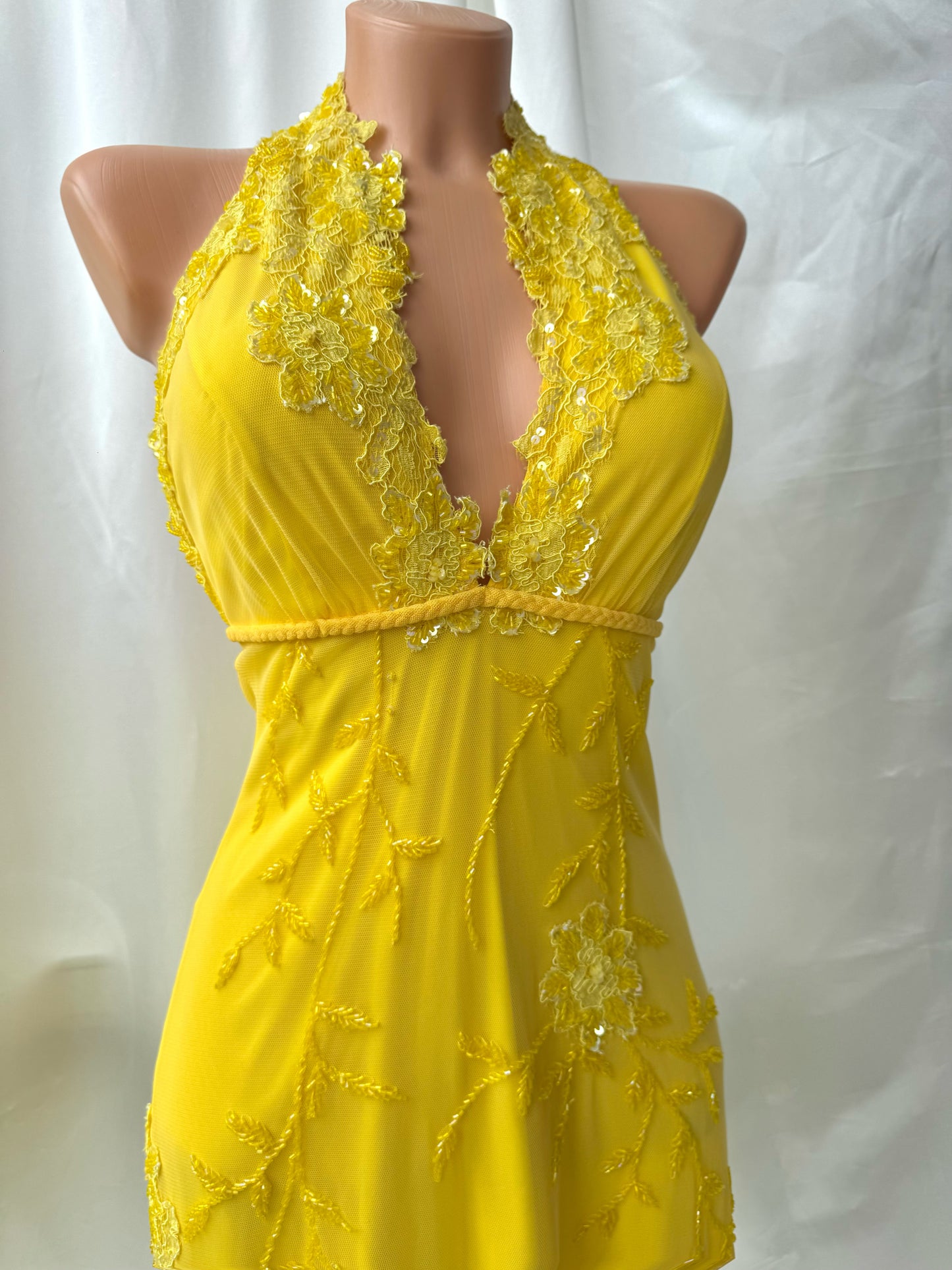 Yellow Beaded Lace Vintage Aftershock Summer Dress