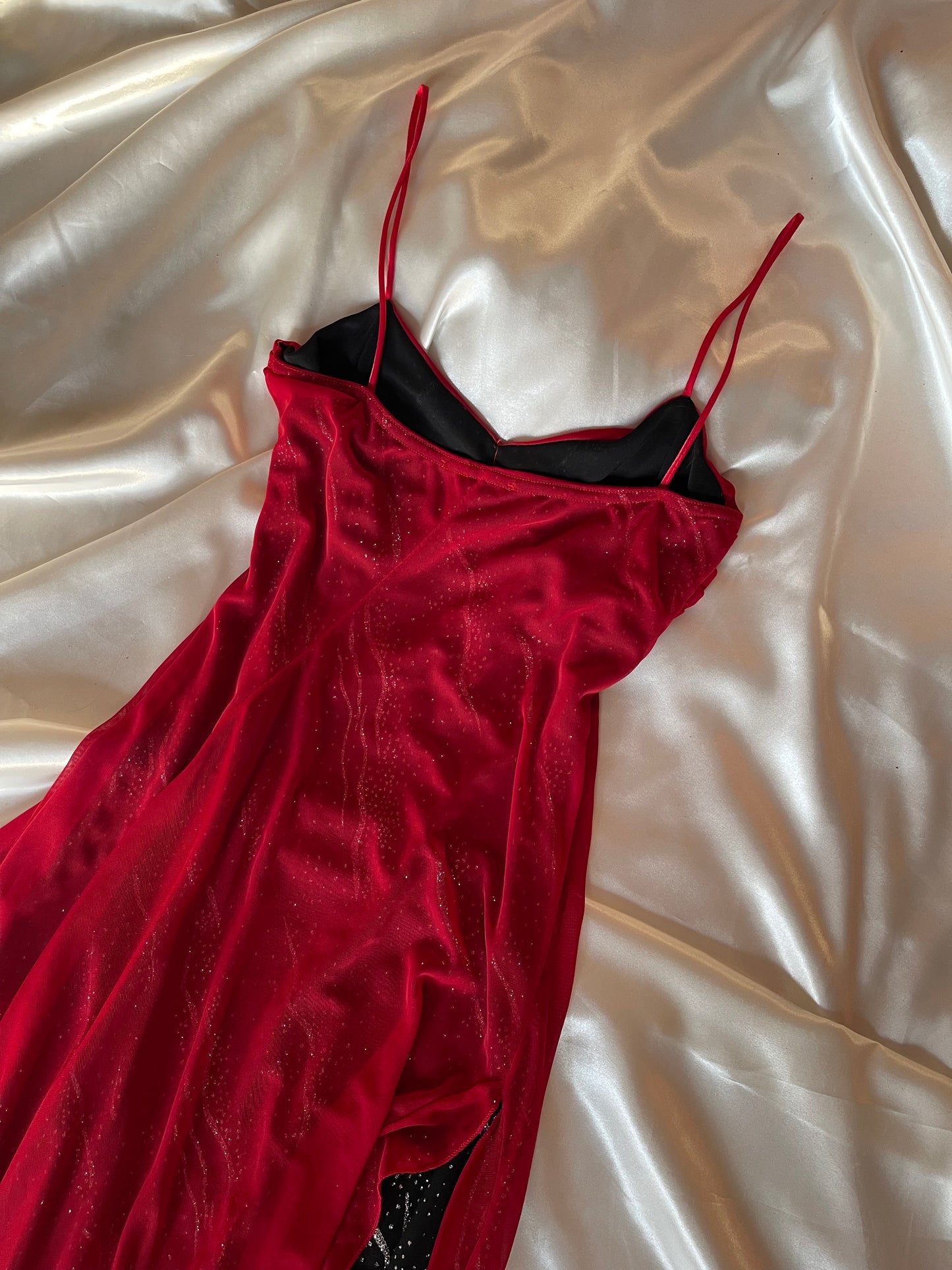 Spectacular Red & Black Sparkly Vintage Dress