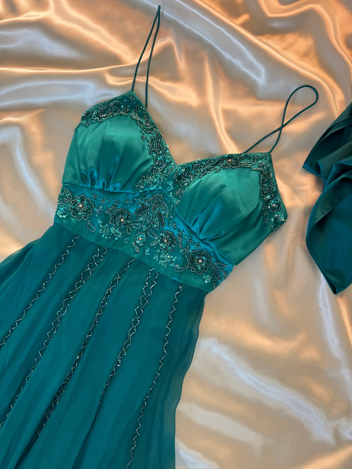 Spectacular Turquoise Beaded Silk Dress