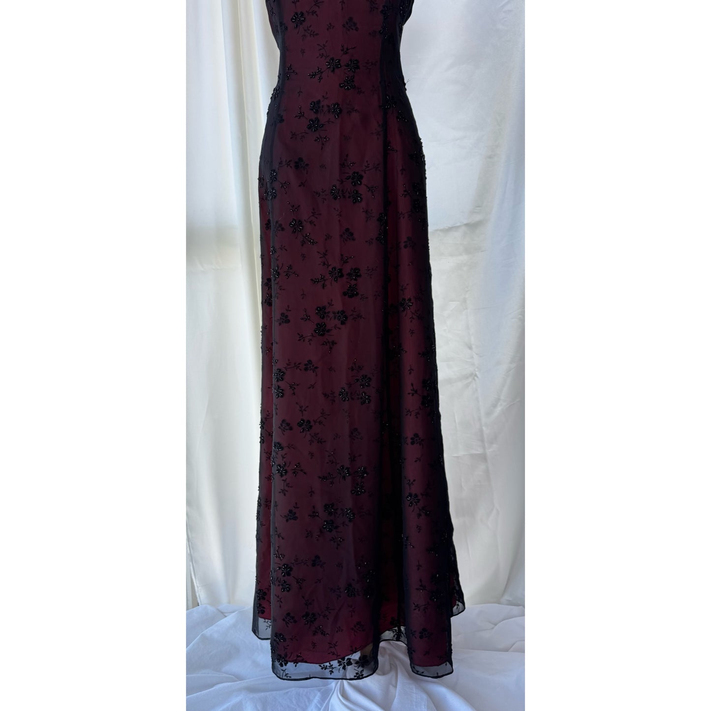 Gorgeous Red & Black Tulle Beaded Gothic Vintage Gown