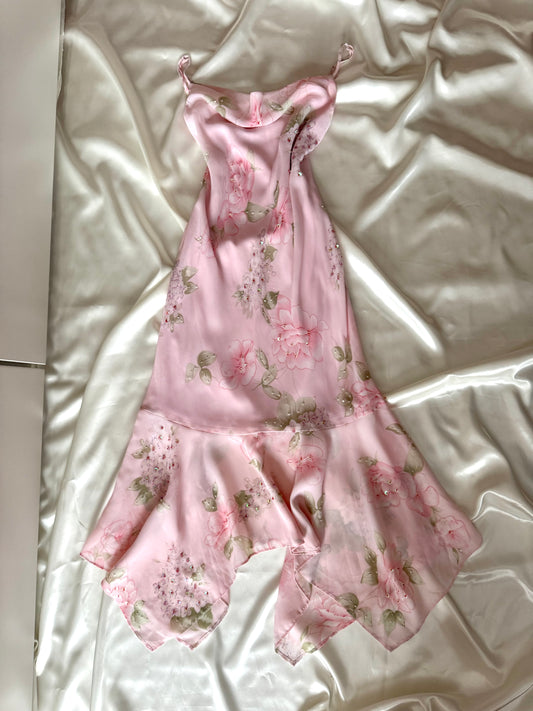 Gorgeous Pink Floral Vintage Dress