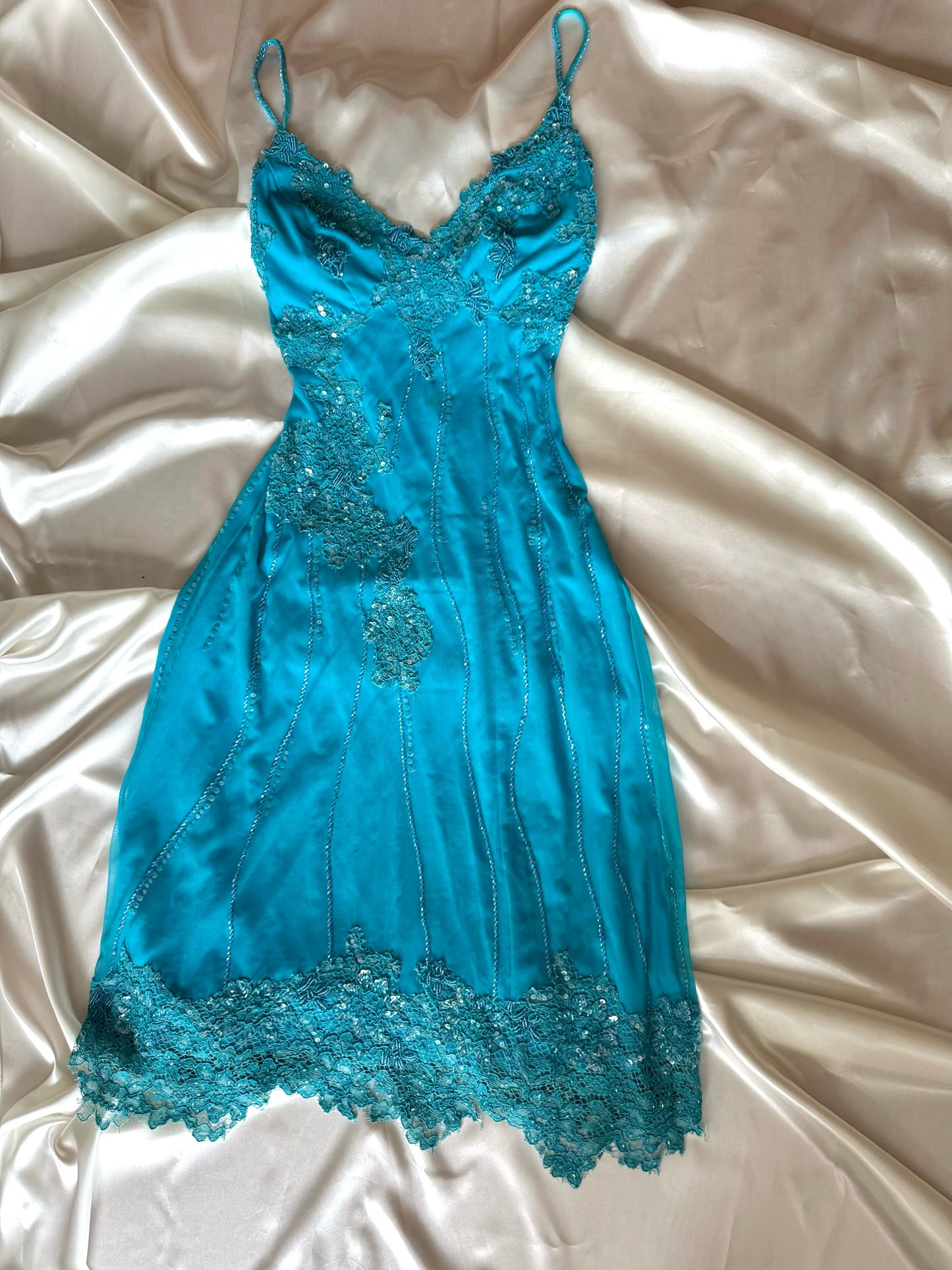 Spectacular Blue Vintage Beaded Dress