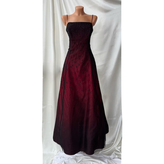 Gorgeous Red & Black Tulle Beaded Gothic Vintage Gown