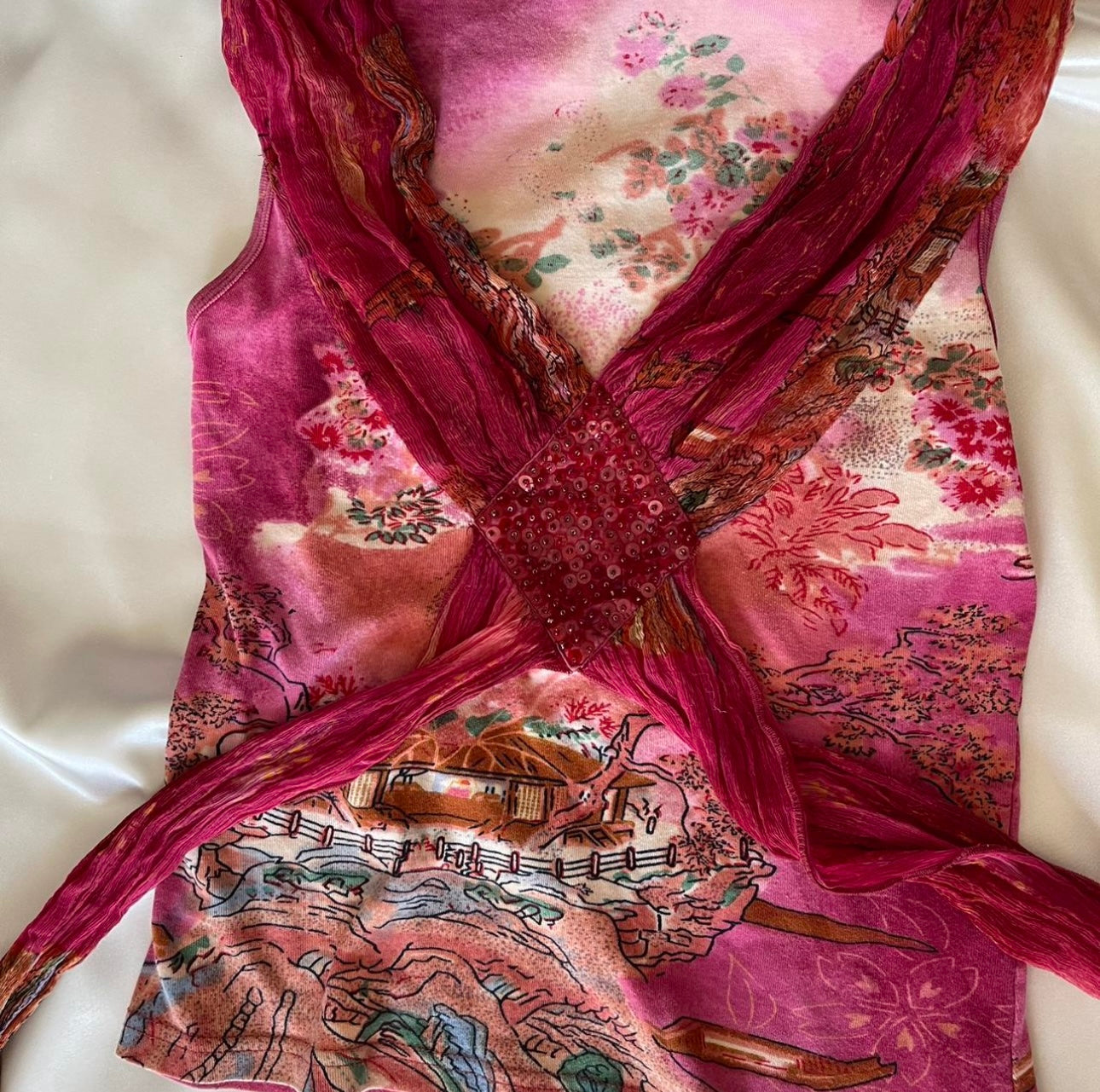 Beaded Rene Derhy Top with Silk Detailing