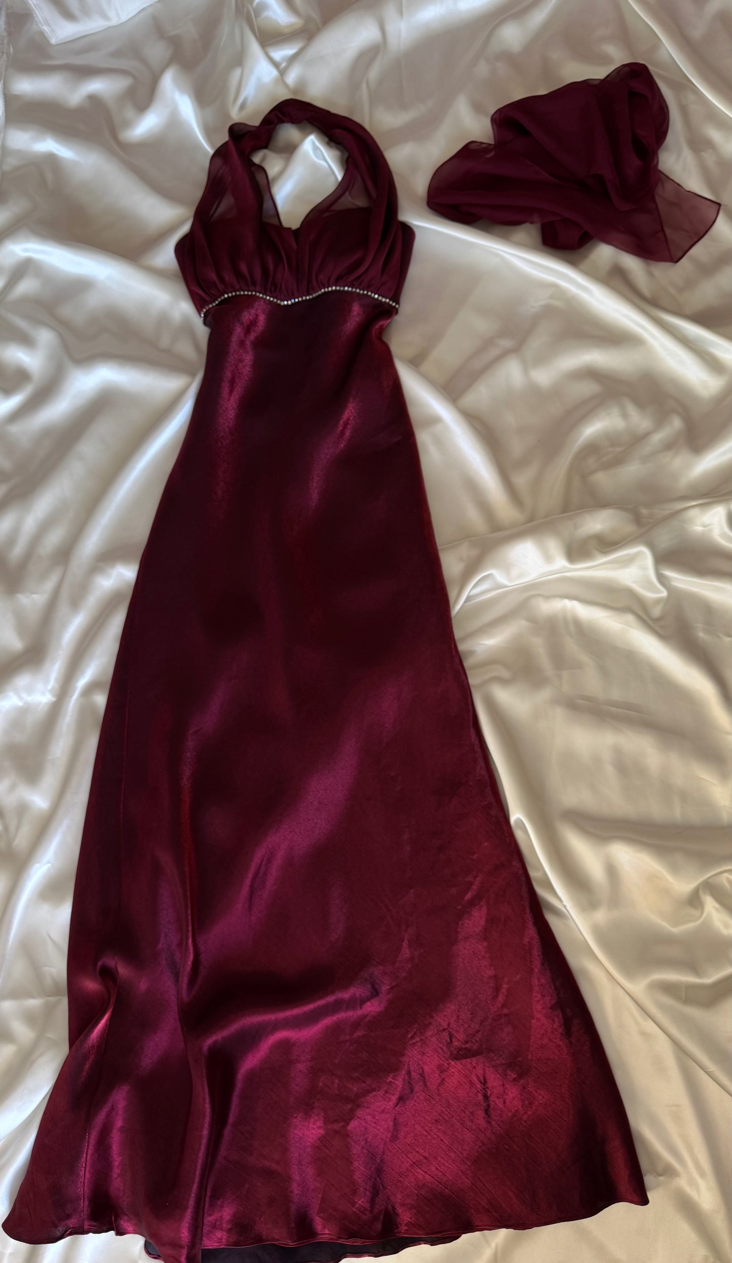 Elegant Red Satin Vintage Dress