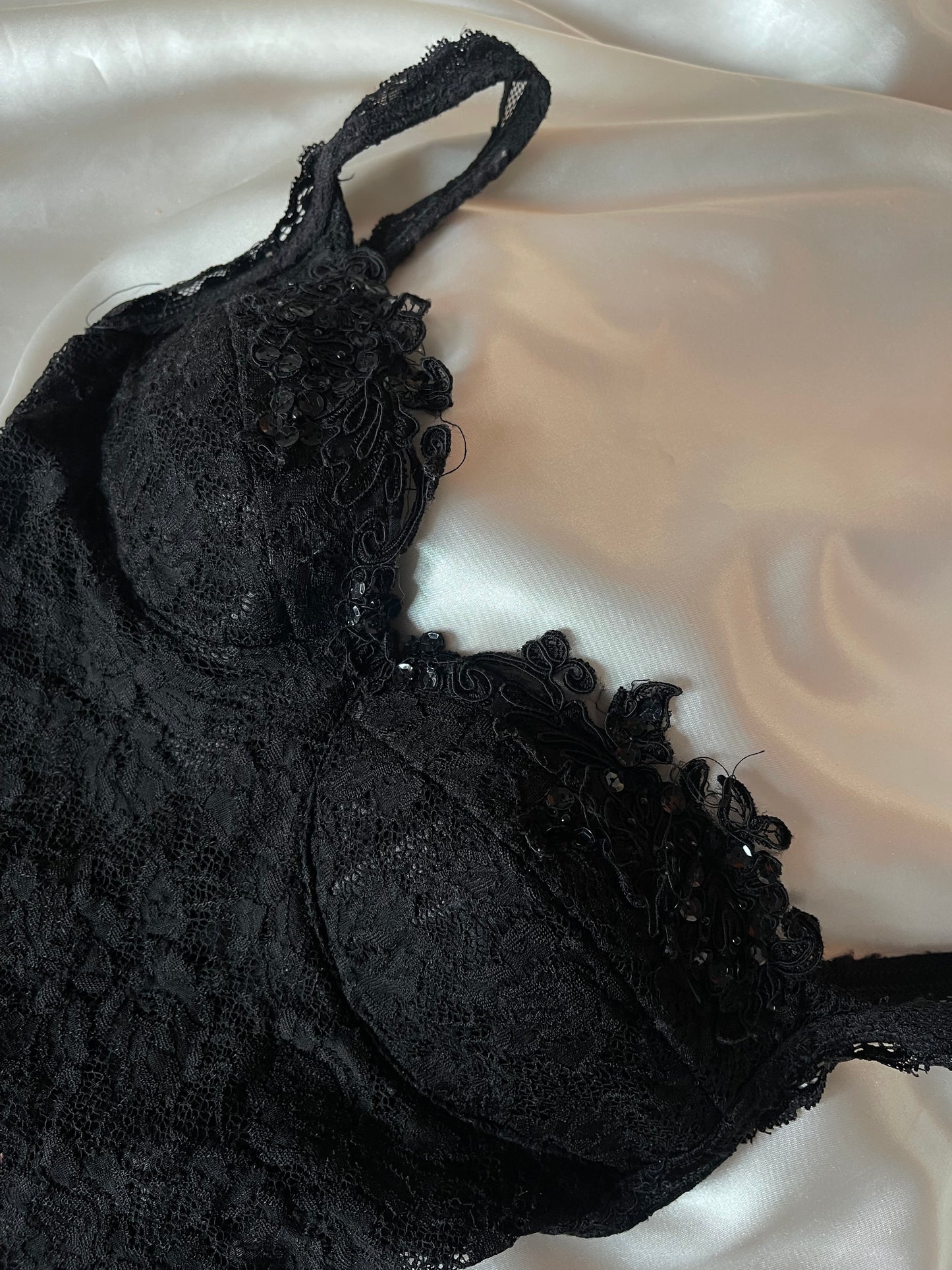 Black Vintage Gown with Lace Detailing