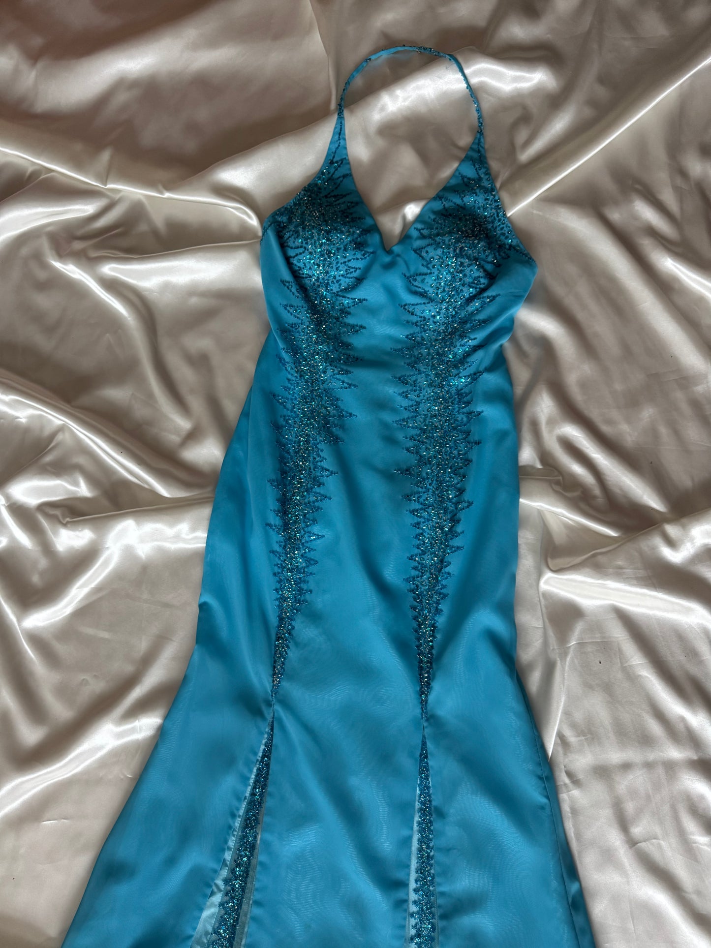 Absolutely Beautiful Light Blue Vintage Beaded Dress
