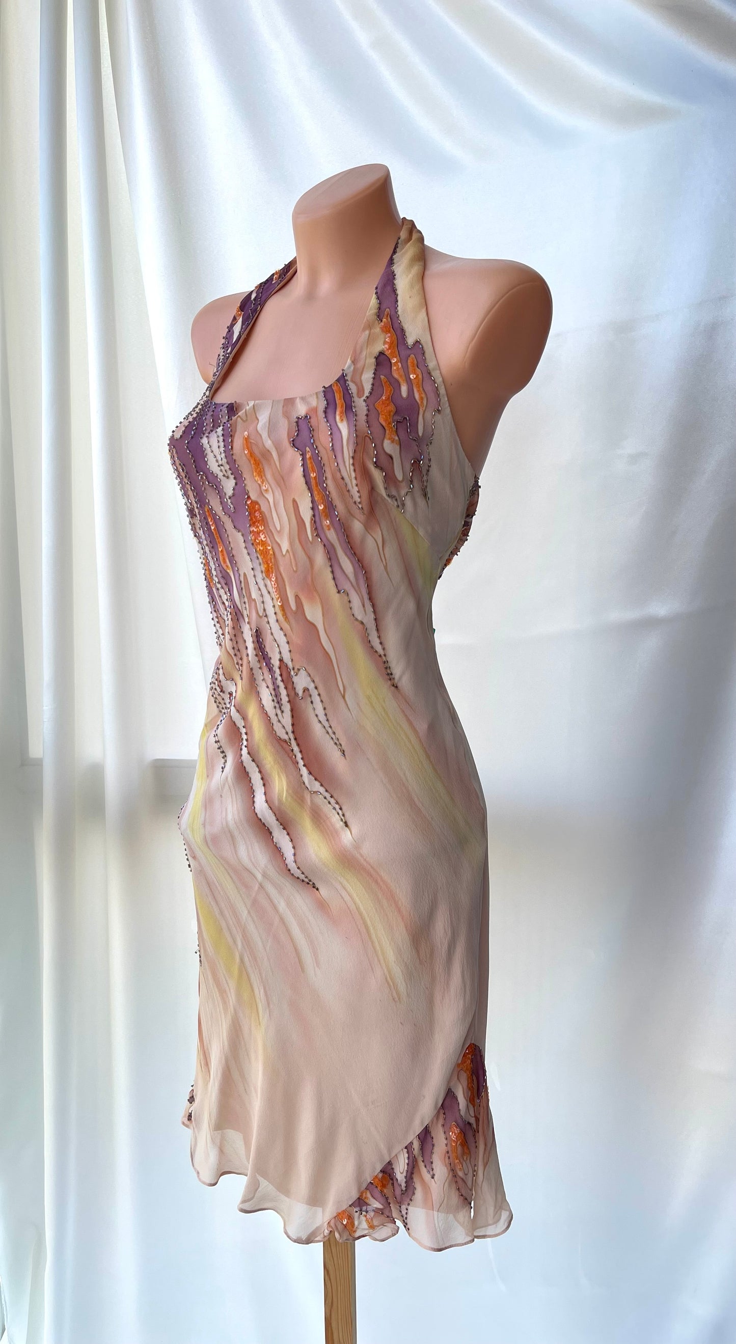 Spectacular Brown Beaded Silk Dress