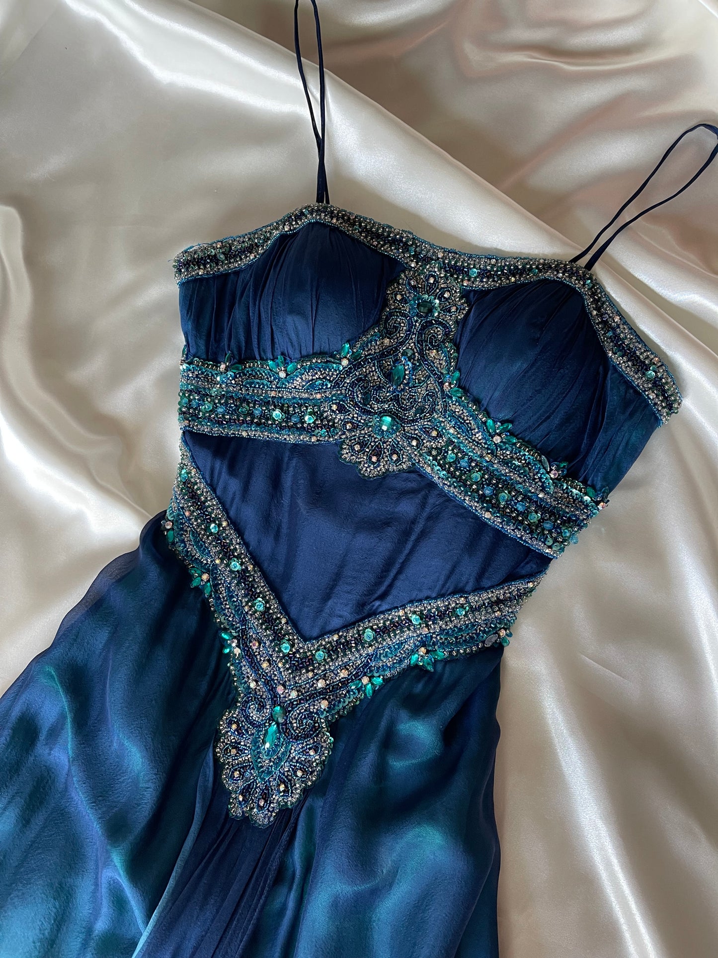 Blue Beaded Princess Jasmin Vintage Dress
