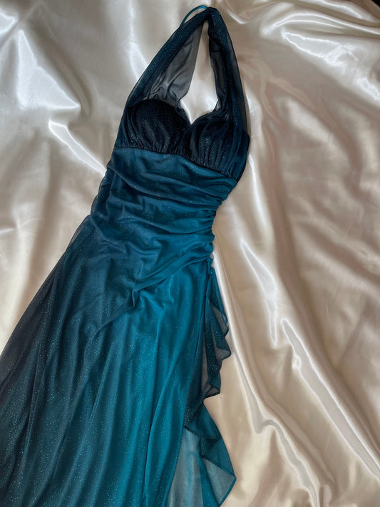 Sparkly Ombre Turquoise Vintage Dress