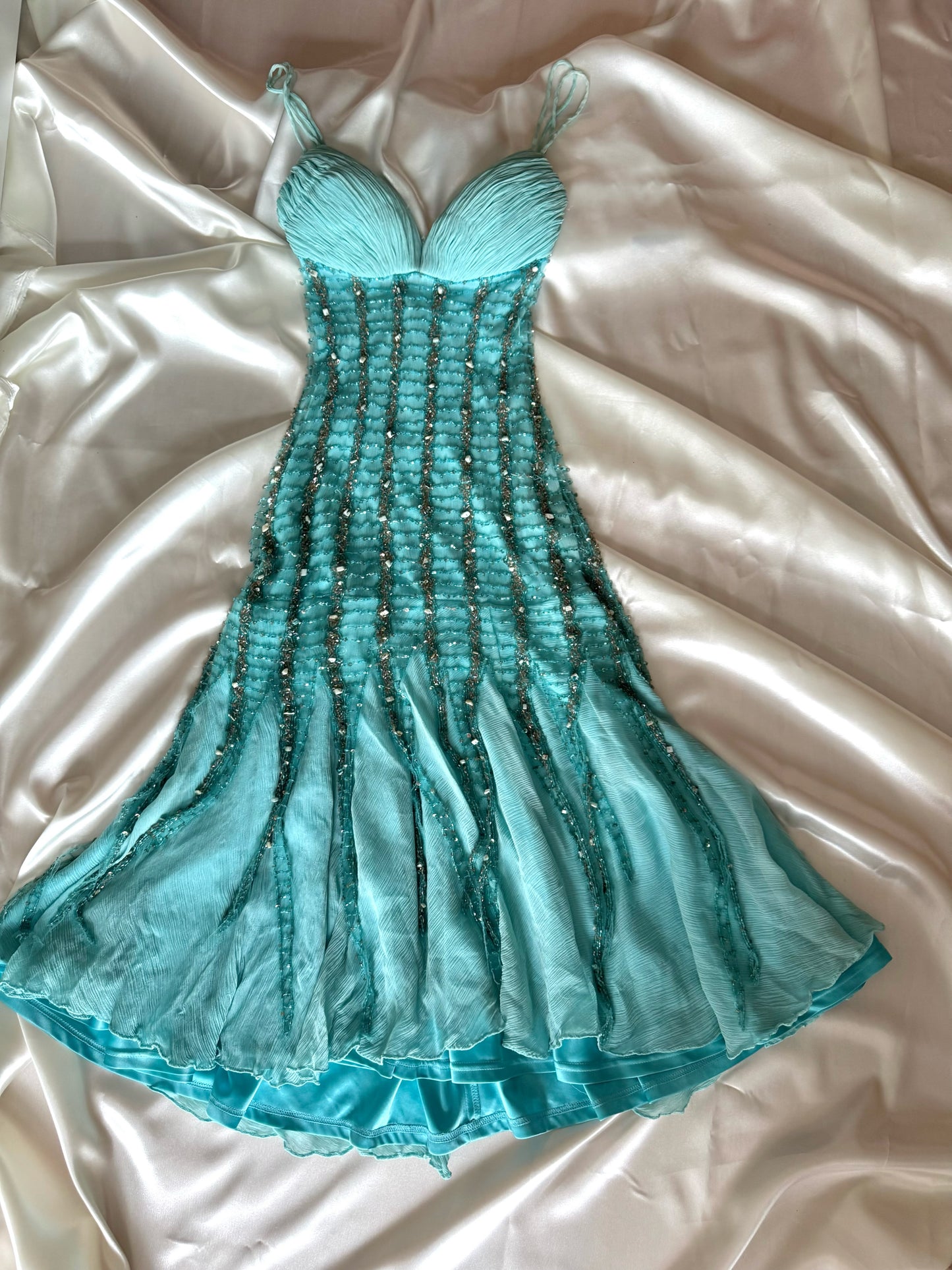 Absolutely Beautiful Light Blue Vintage Beaded Dress