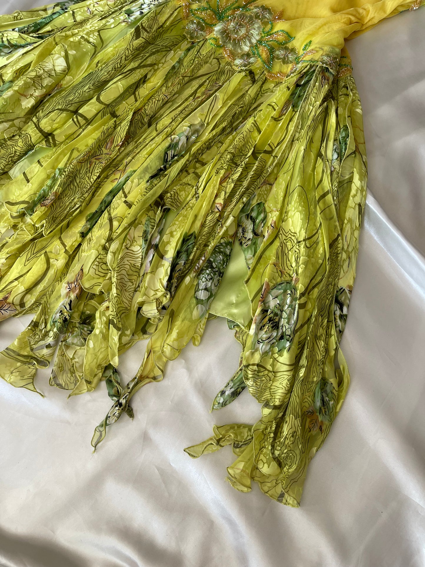 Spectacular Green Beaded Floral Dress