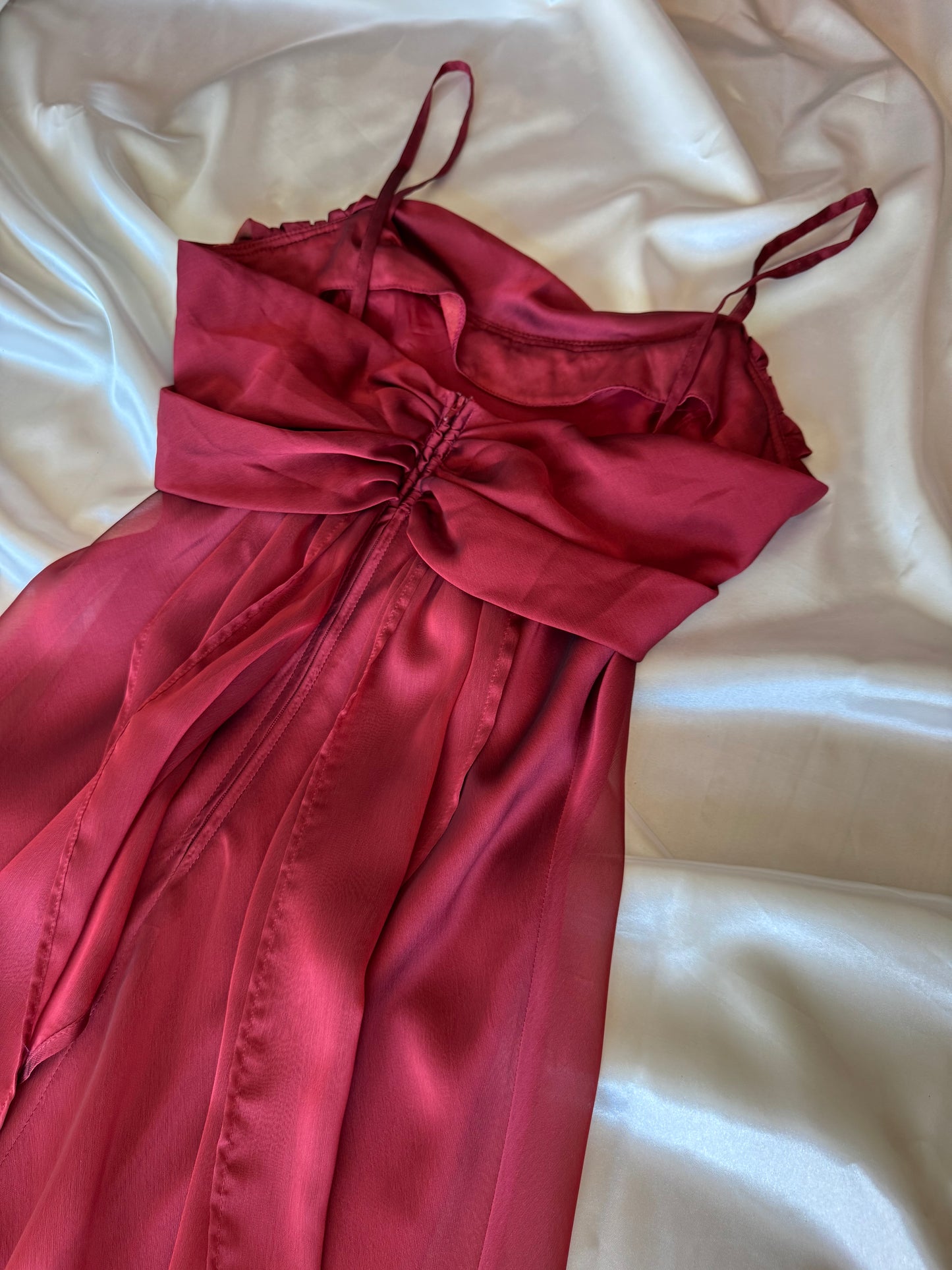 Elegant Red Vintage Dress with Ribbon
