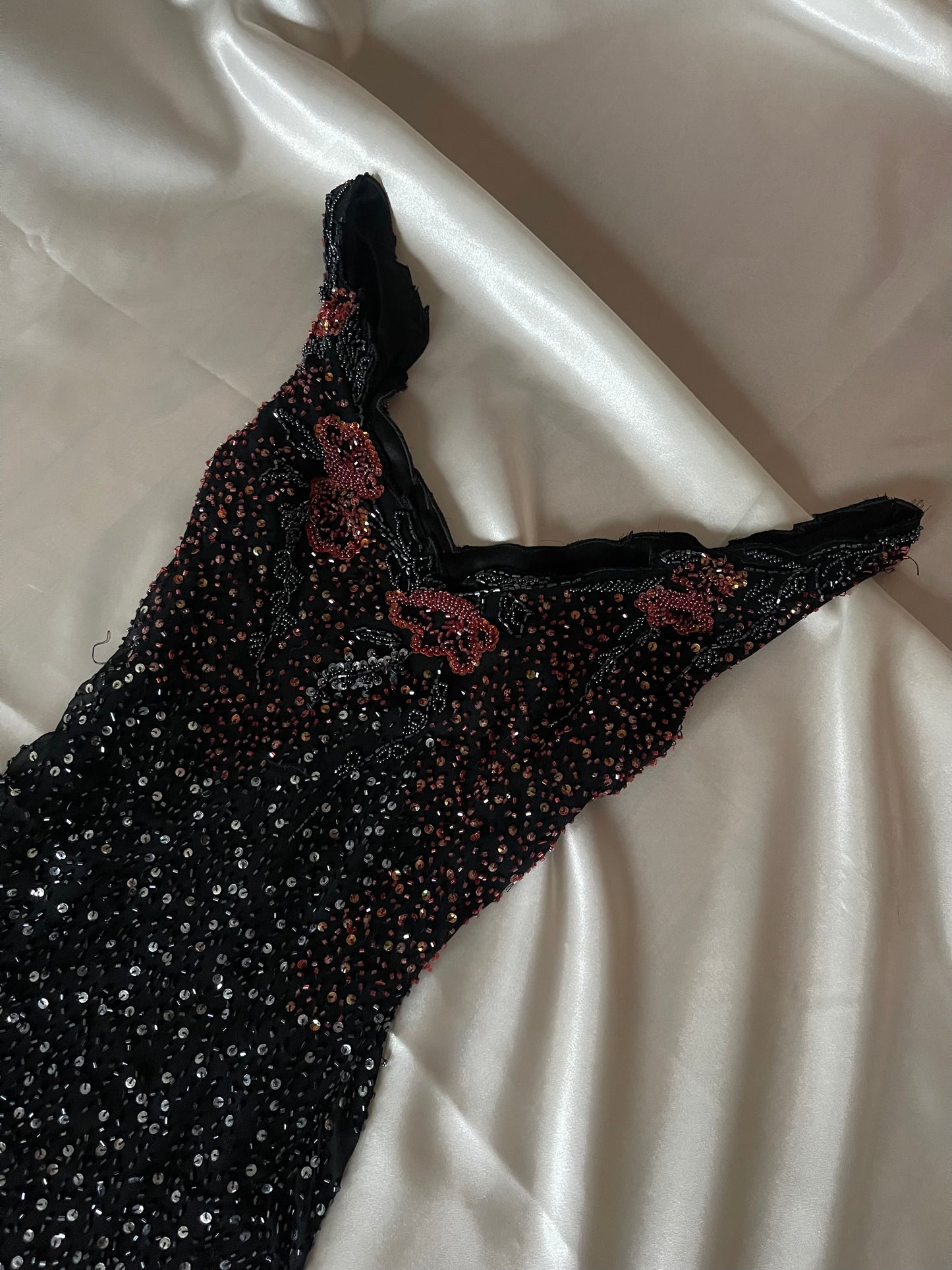 Spectacular Beaded Red & Black Mermaid Gown