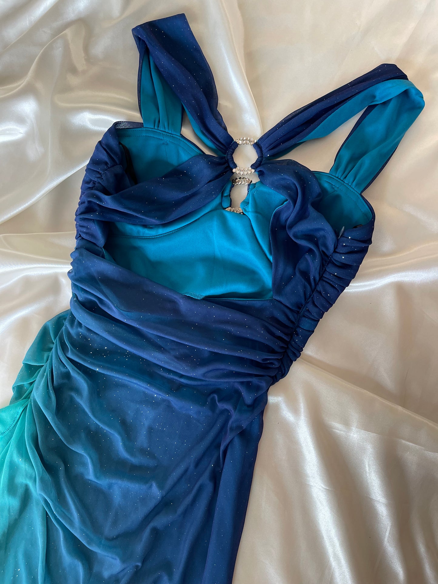 Sparkly Ombre Blue & Turquoise Vintage Dress