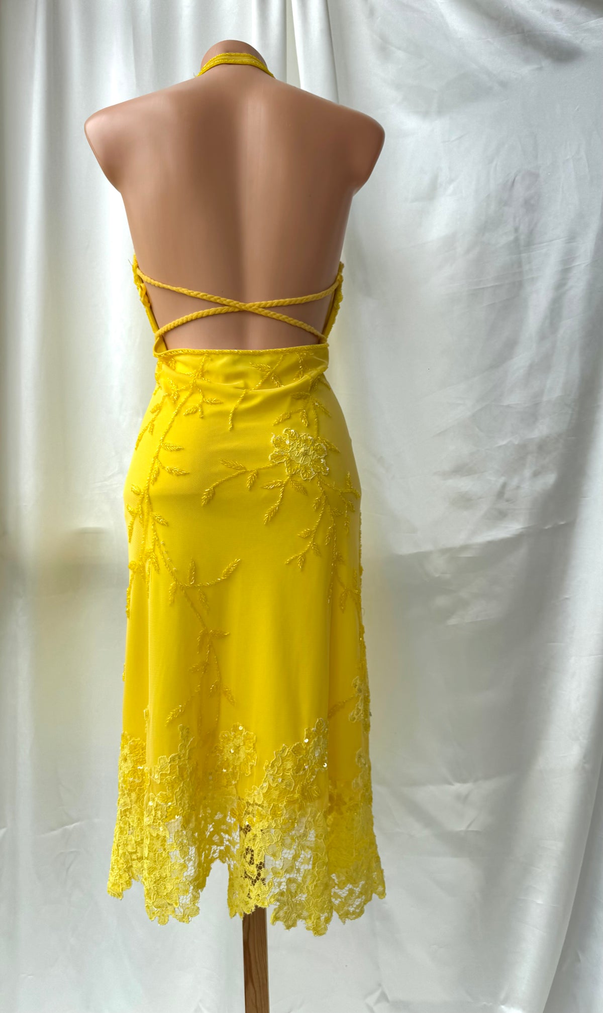 Yellow Beaded Lace Vintage Aftershock Summer Dress