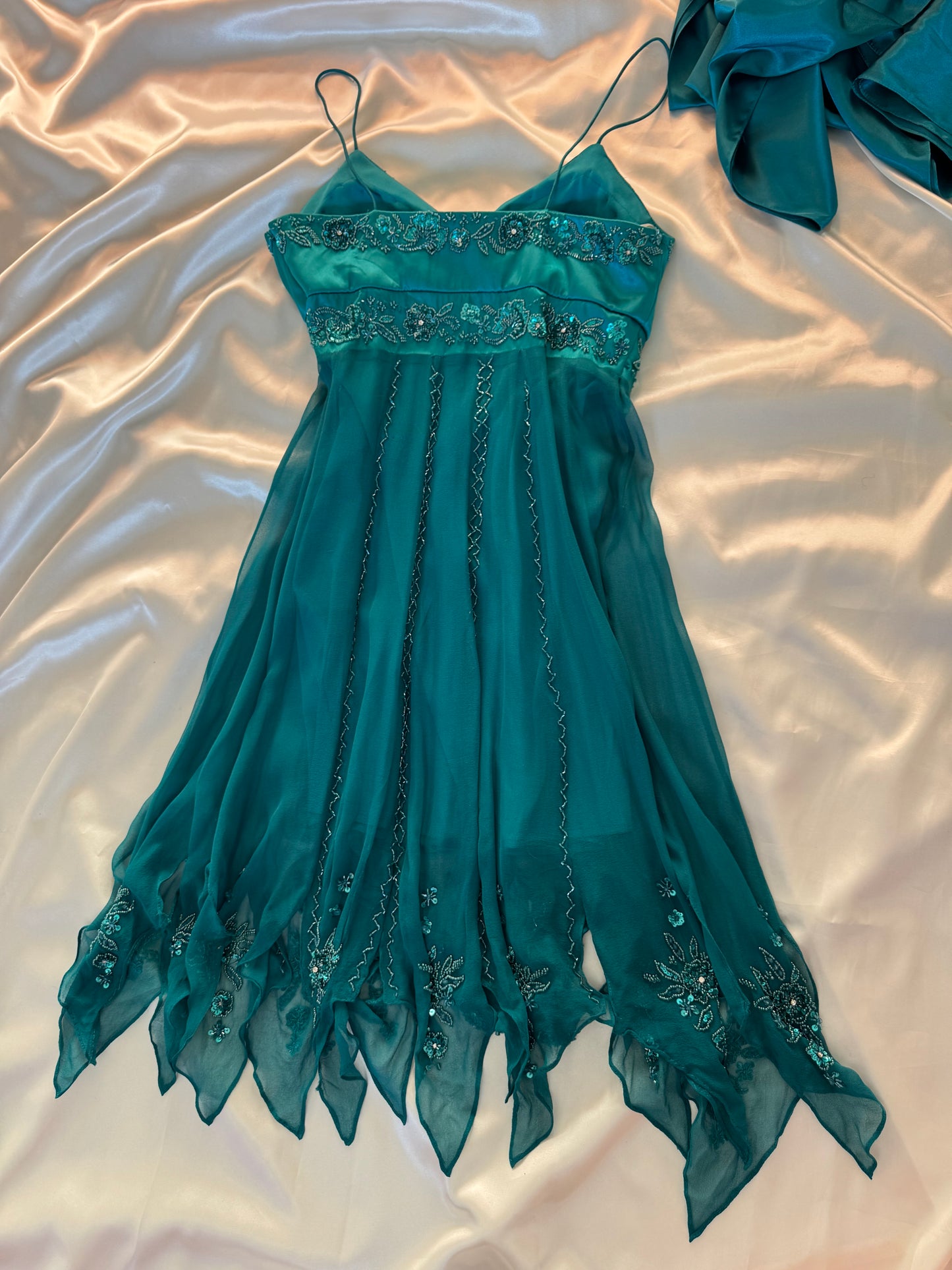 Spectacular Turquoise Beaded Silk Dress