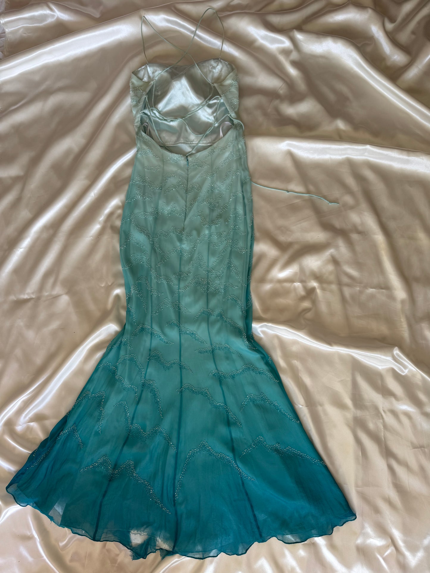 Enchanting Blue Silk Beaded Vintage Dress - REPAIR & RESTORE