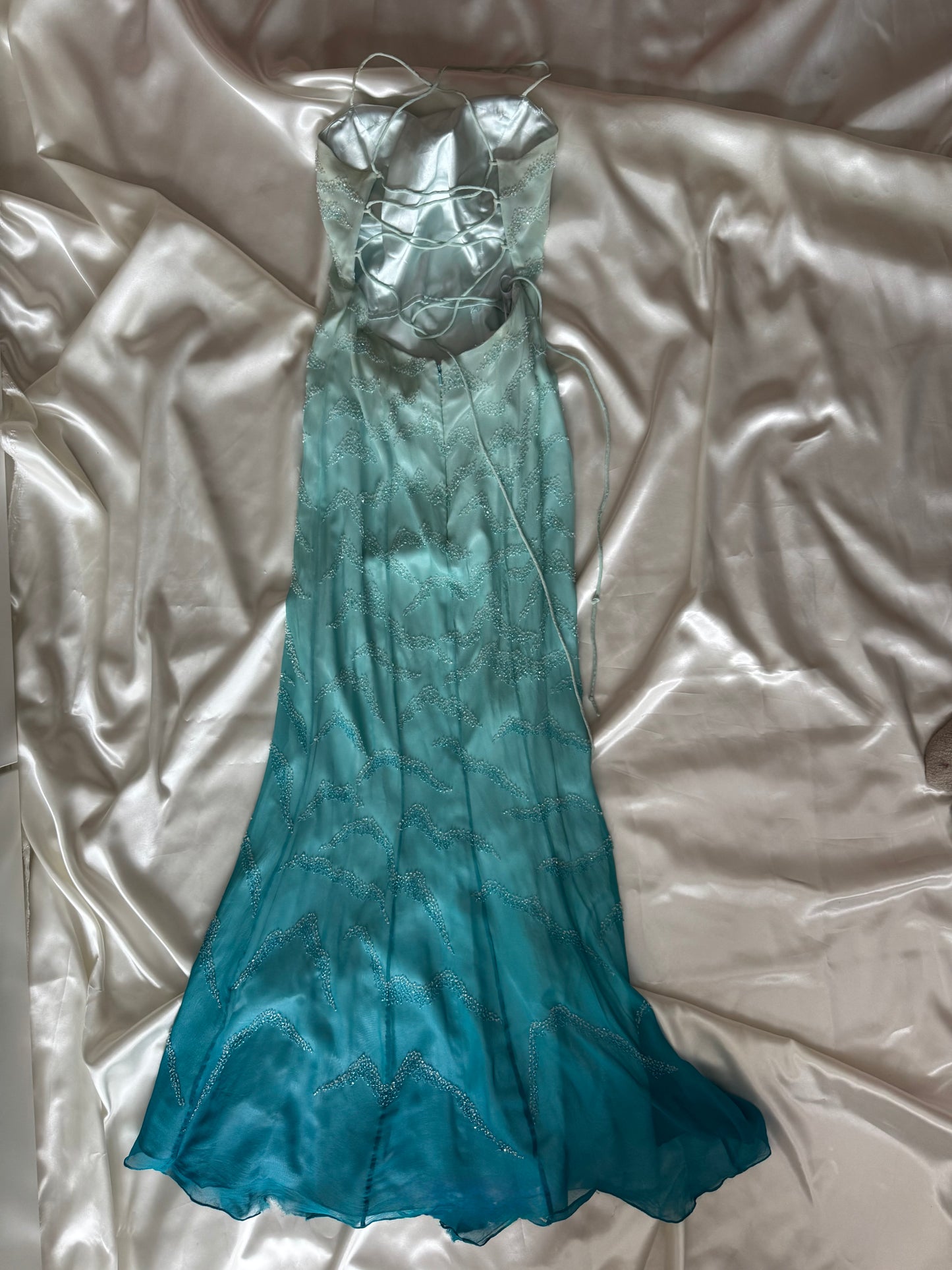 Enchanting Blue Silk Beaded Vintage Dress - REPAIR & RESTORE