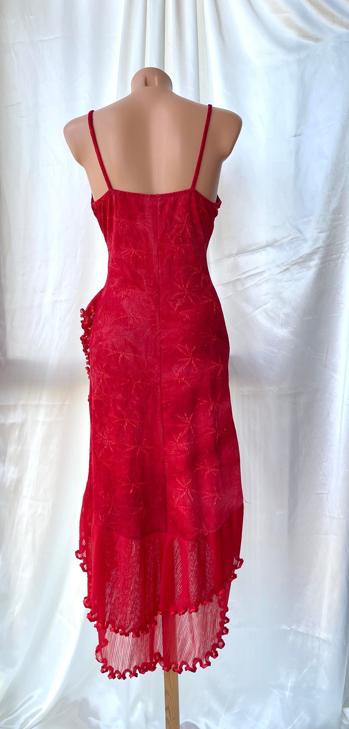 Cute Red Frill Sparkly Vintage Dress