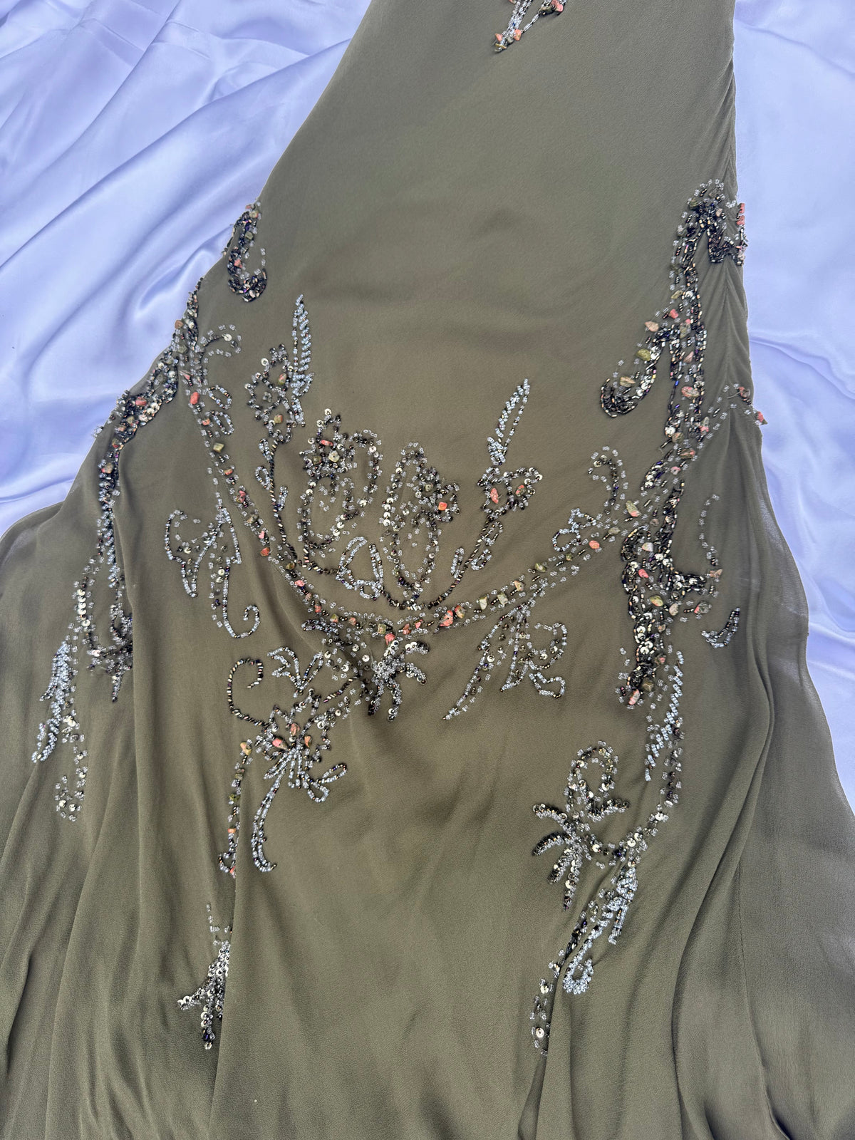 Spectacular Green Beaded Long dress