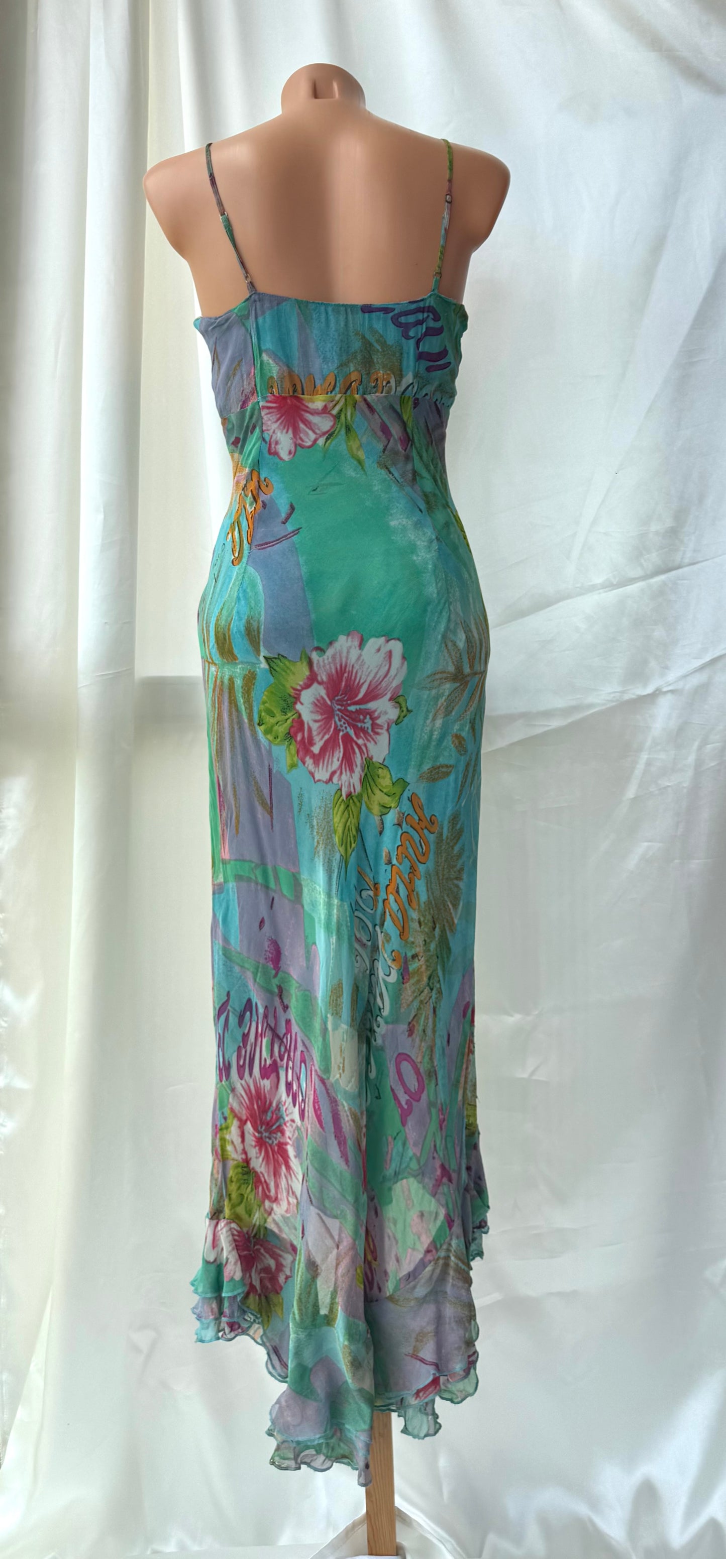 Stunning Beaded Vintage Blue Flower Dress