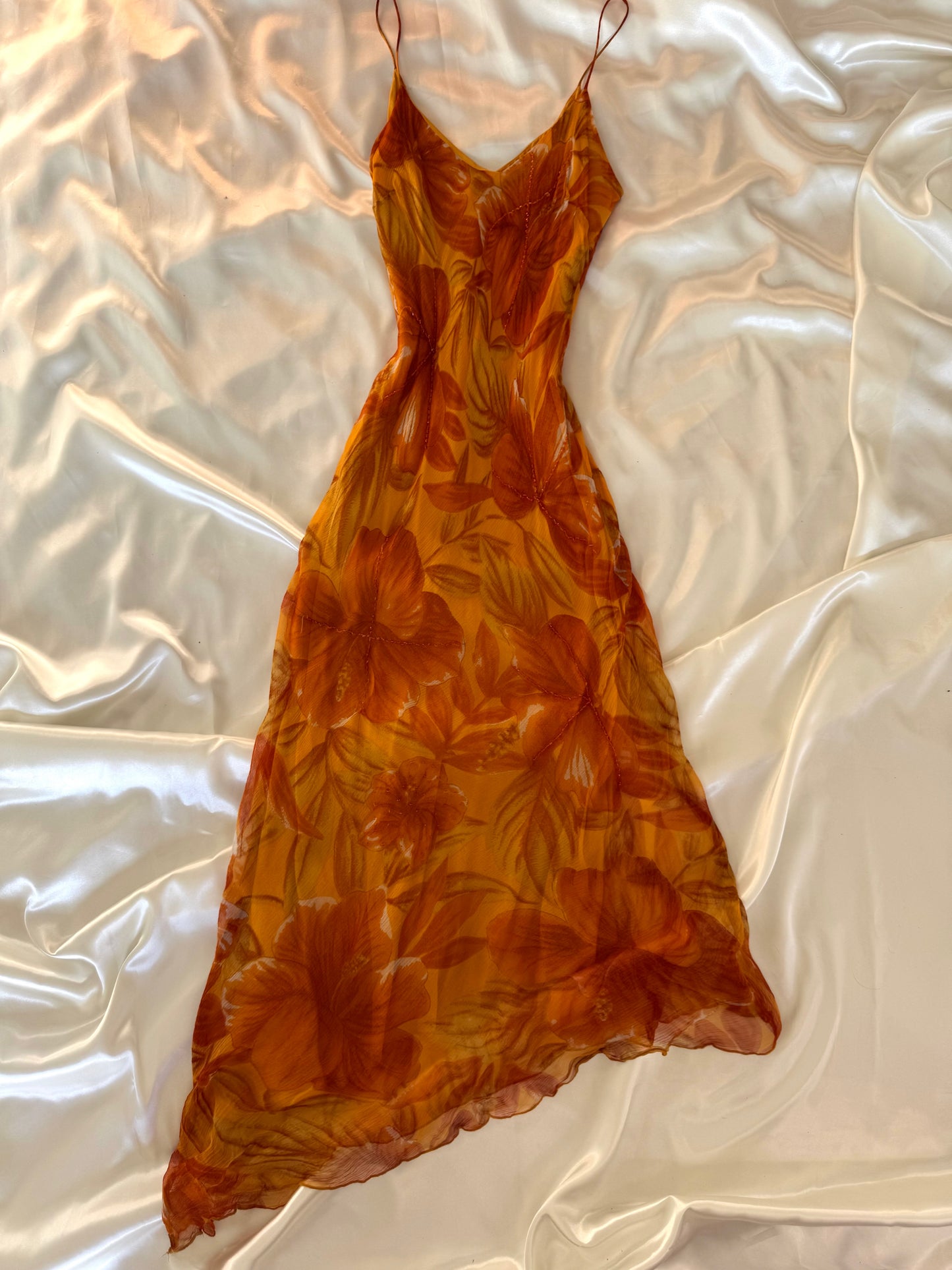 Orange Vintage Tropical Dress
