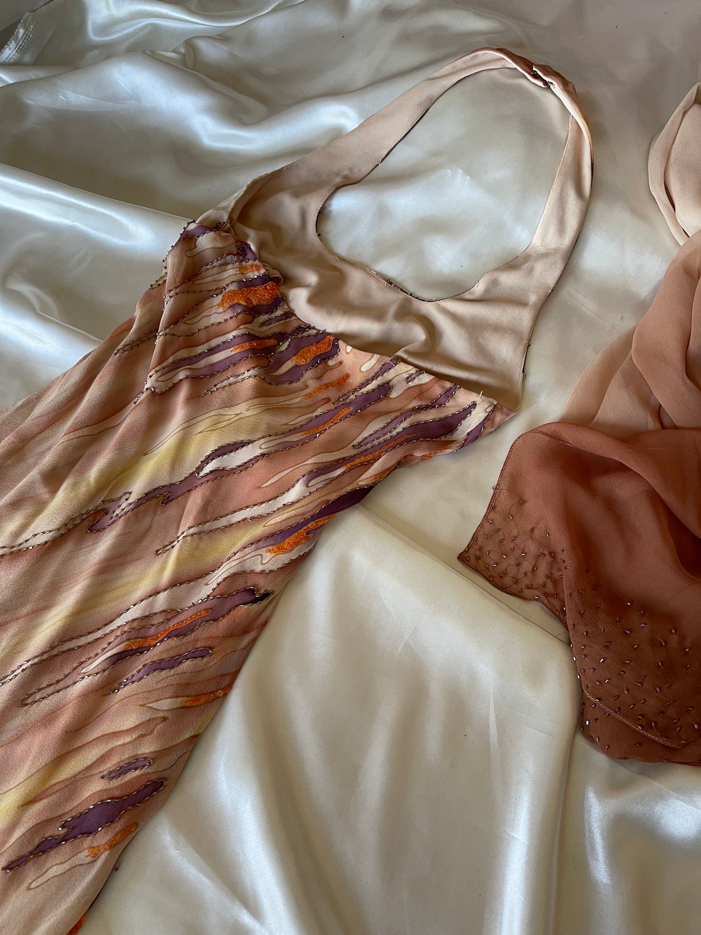 Spectacular Brown Beaded Silk Dress